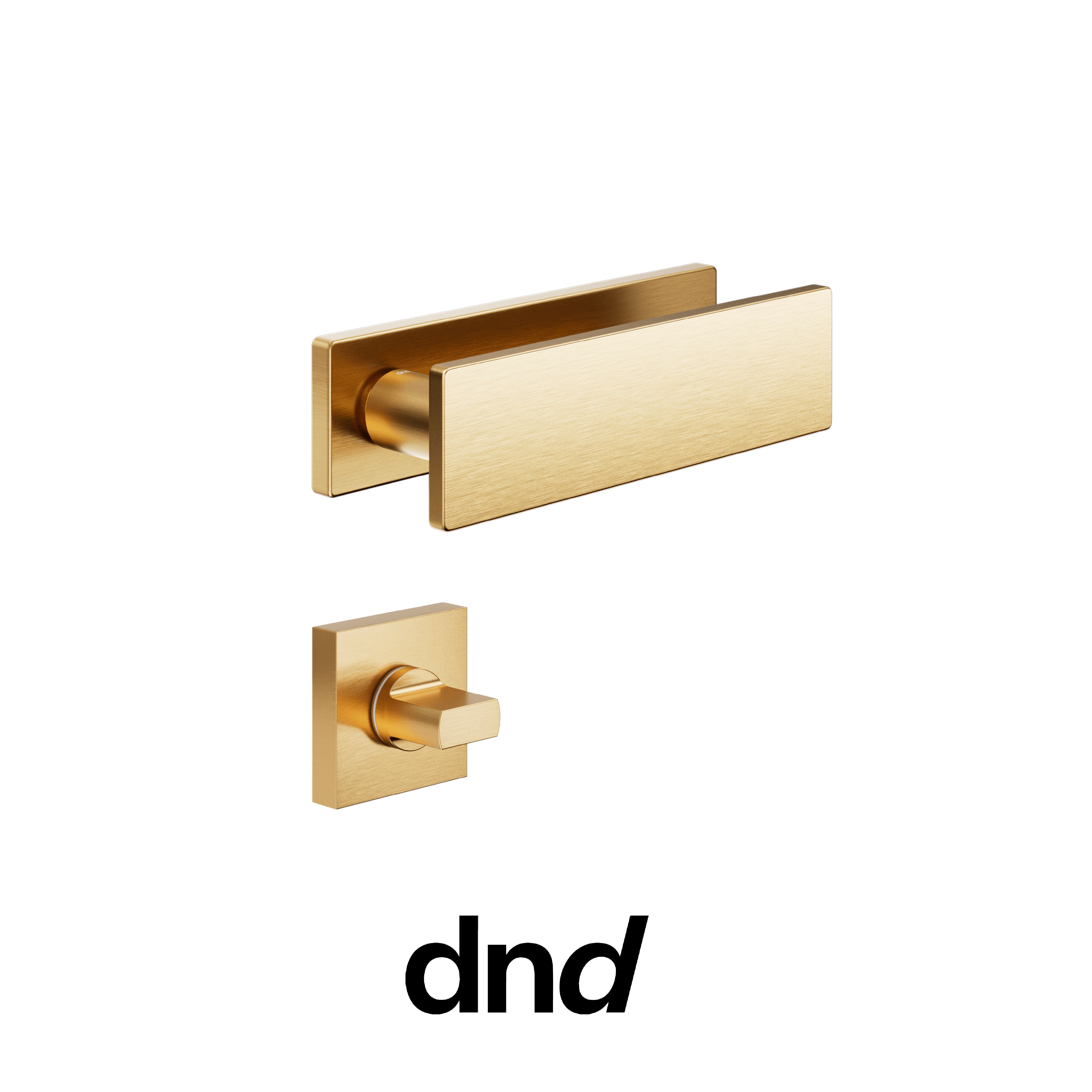 DND DUE - Maniglia per porta interna - PVD-SG - Oro antico satinato / Placca orizzontale / Nottolino