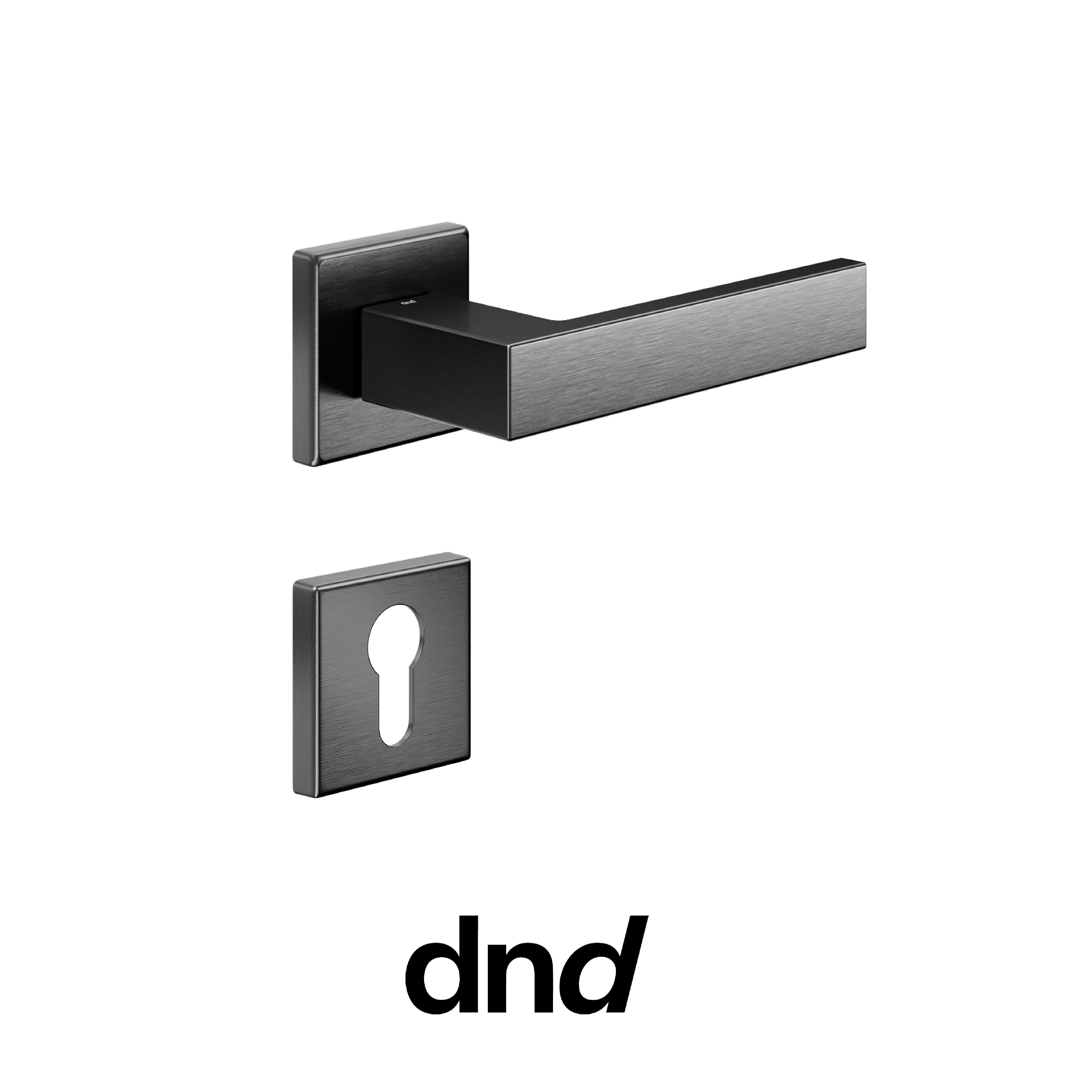 DND Edra 02 - Maniglia per porta interna - PGS - Grafite satinato / Vis Quadra - 50x50 - 7 mm / Yale