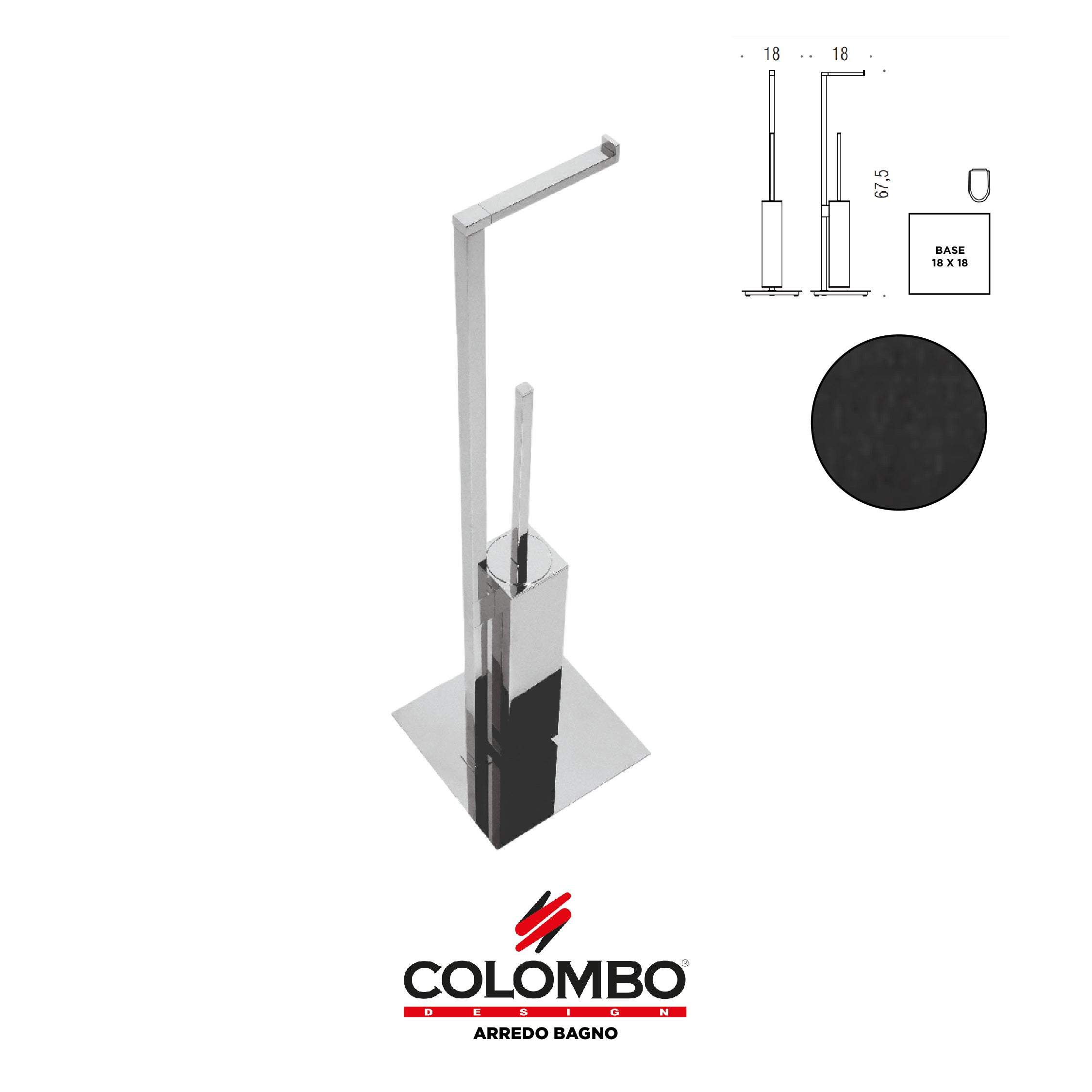 MiniQ Piantana con porta rotolo e porta scopino - Colombo design arredo bagno - Imhoff Handles