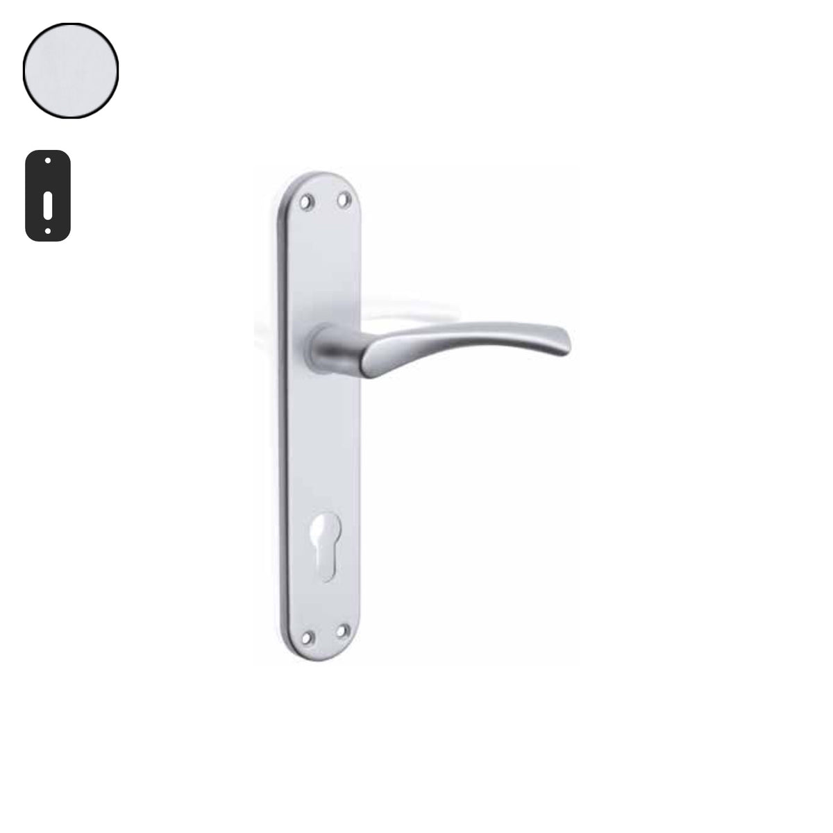ZB - Maniglie Ala - Maniglia per porta interna - ARG - Argento F1 anodizzato / Placca 225x40 mm / Patent 70