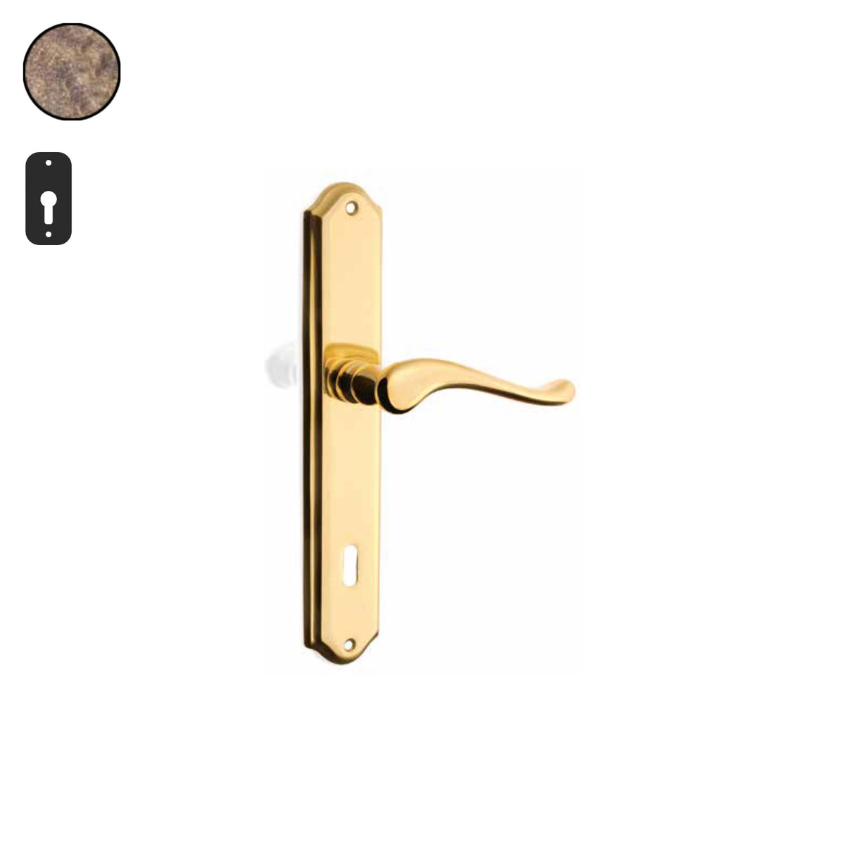 ZB - Maniglie Arco - Maniglia per porta interna - OBA - Ottone bronzato antico / Placca 250x46 mm / Yale 85