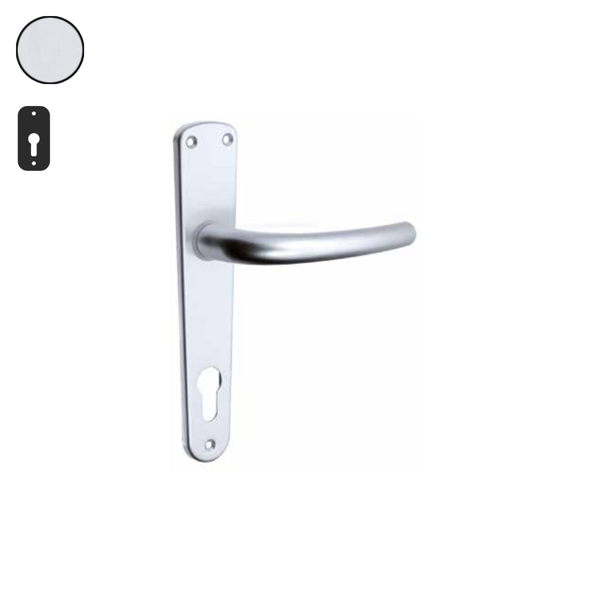 ZB - Maniglie Big Niky - Maniglia per porta interna - ARG - Argento F1 anodizzato / Placca 205x42 mm / Yale 85