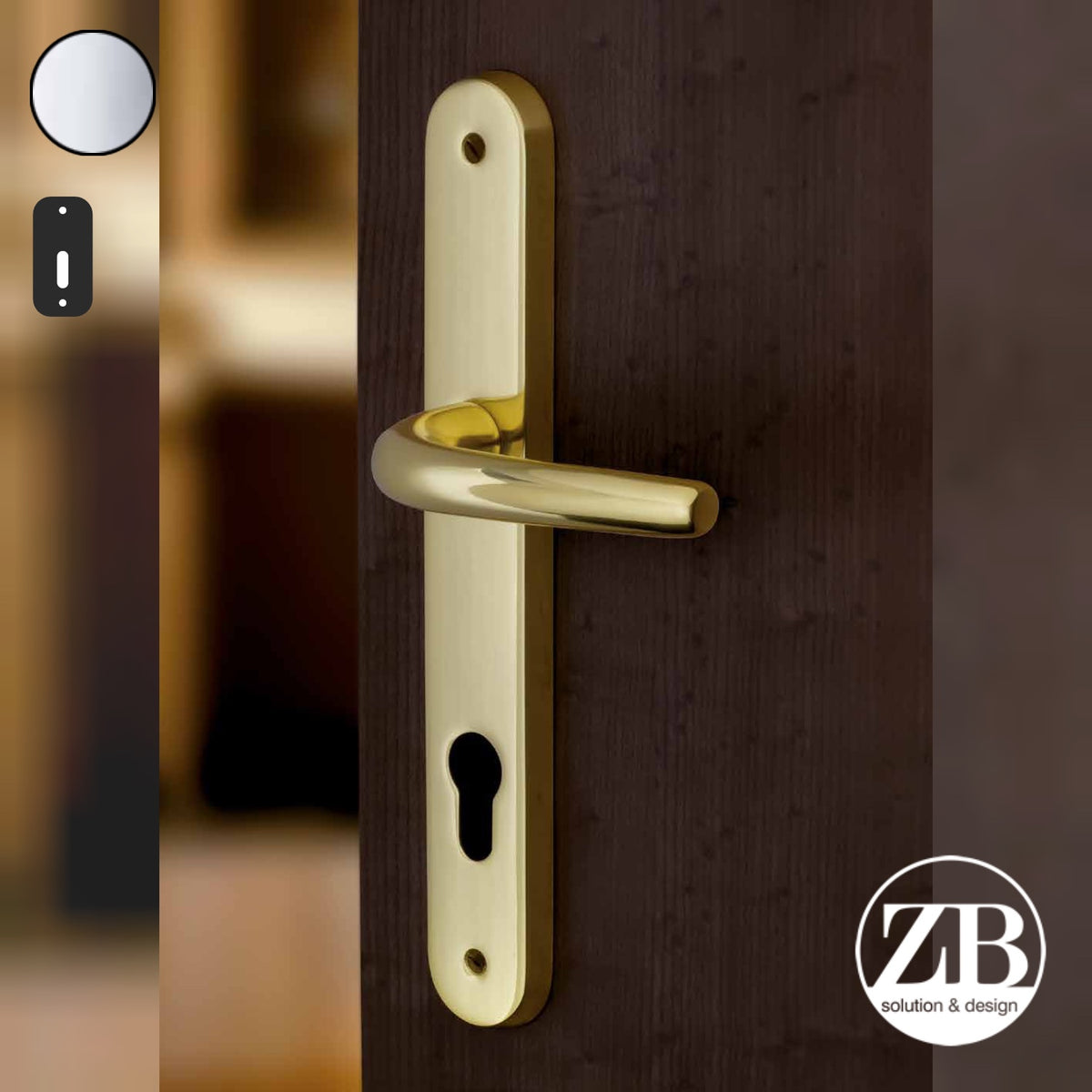 ZB - Maniglie Big Niky - Maniglia per porta interna - CRL - Cromo lucido / Placca 250x38 mm / Patent 70