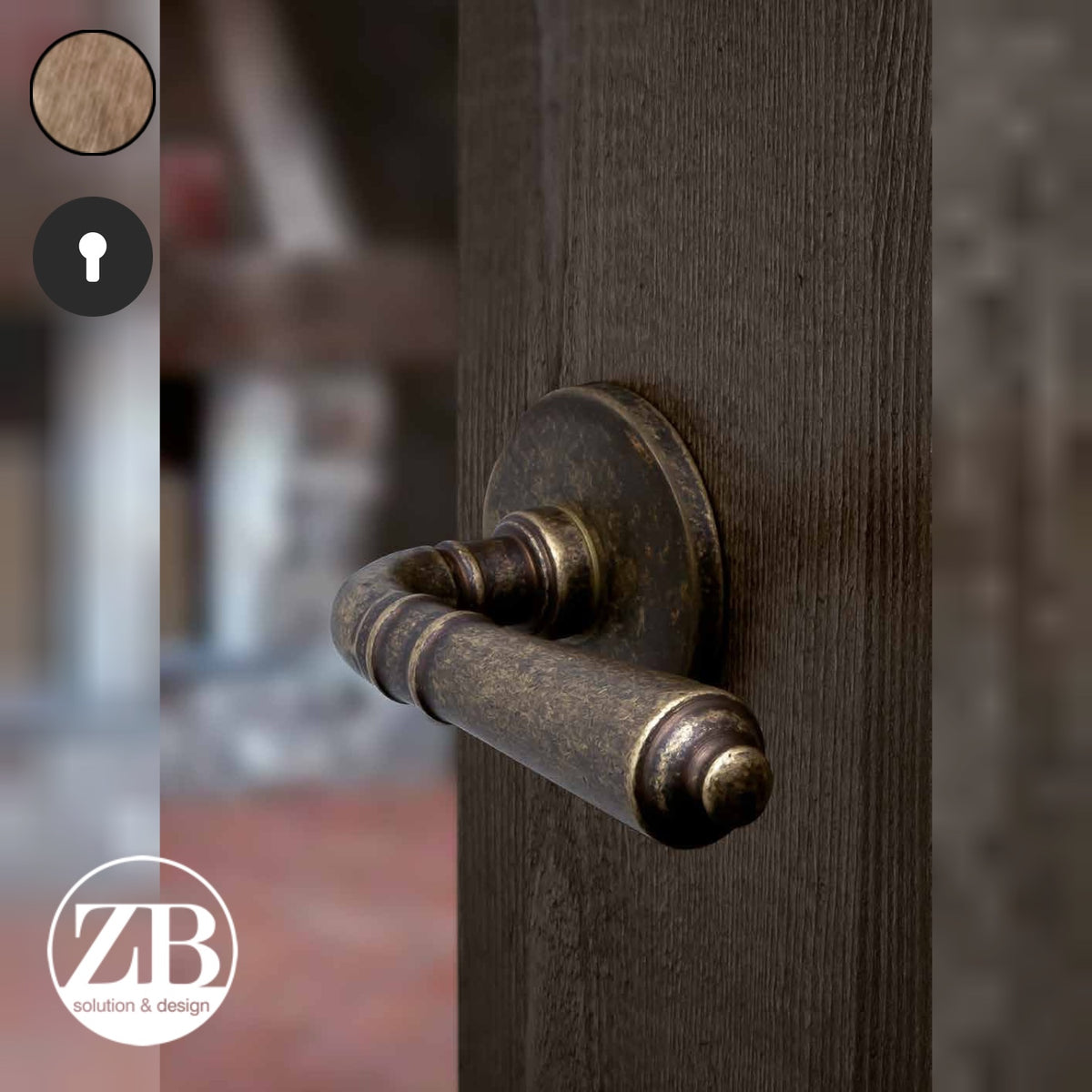 ZB - Maniglie Classic - Maniglia per porta interna - OGO - Ottone bronzato graffiato opaco / Tonda / Yale