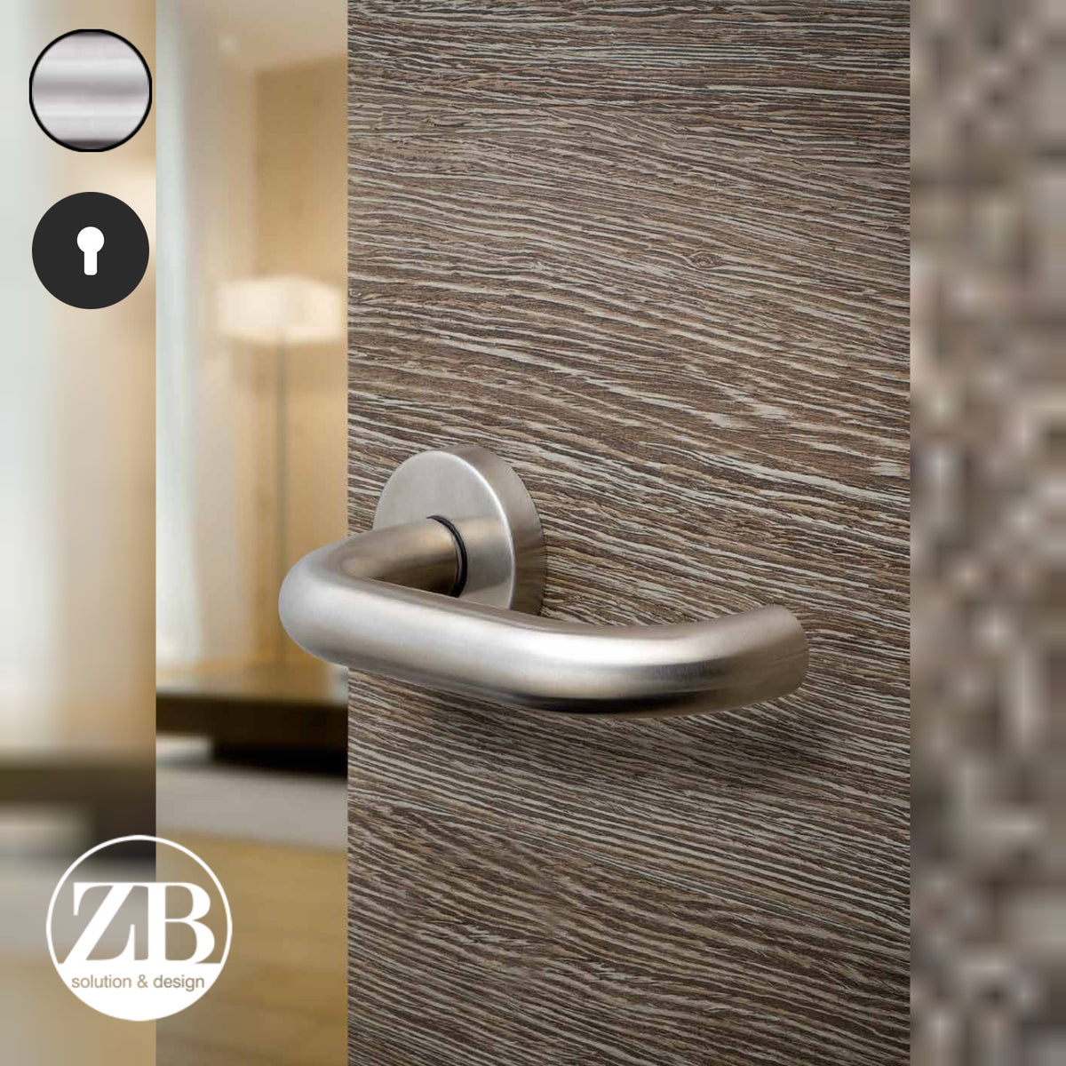 ZB - Maniglie Curva - Maniglia per porta interna - INX - Acciaio inox satinato / Tonda / Yale