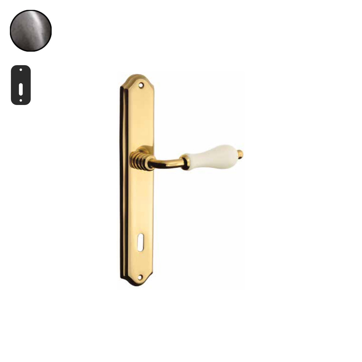 ZB - Maniglie Doge - Maniglia per porta interna - ARA - Argento antico / Placca 250x46 mm / Patent 90