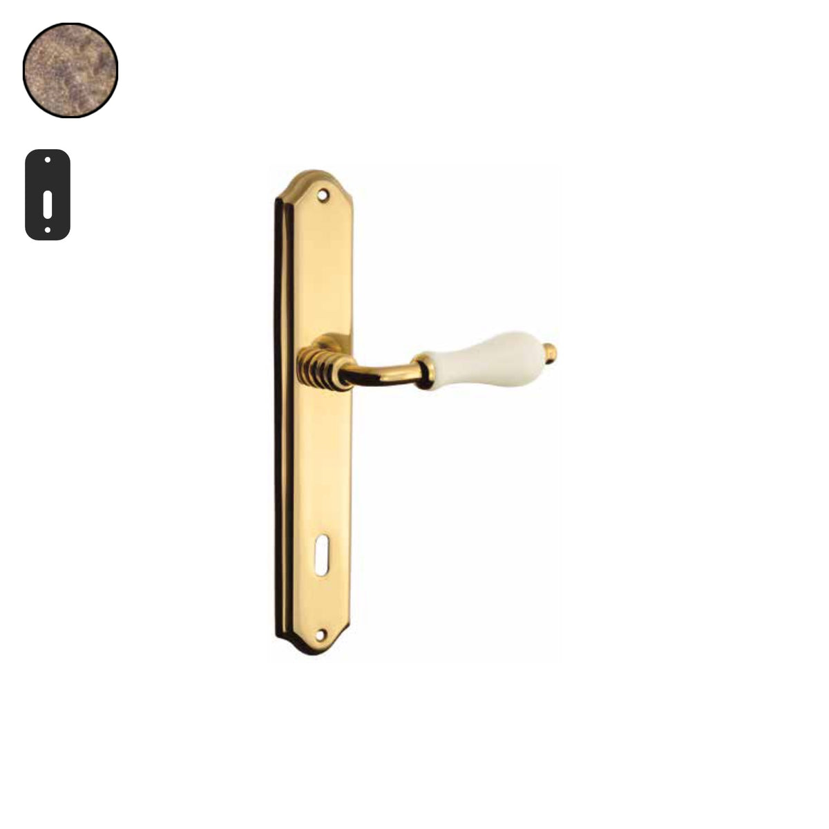 ZB - Maniglie Doge - Maniglia per porta interna - OBA - Ottone bronzato antico / Placca 250x46 mm / Patent 90