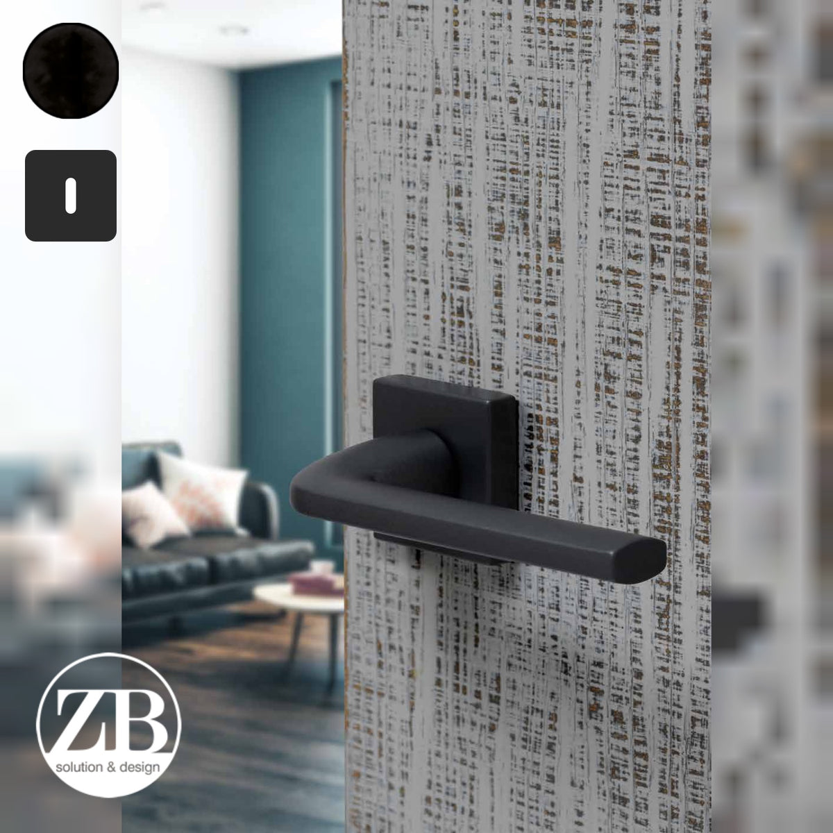 ZB - Maniglie Four-Q - Maniglia per porta interna - NOP - Nero opaco / Quadra / Patent