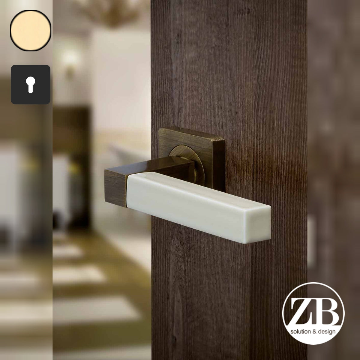 ZB - Maniglie Fulda - Maniglia per porta interna - OLV - Ottone lucido verniciato / Quadra / Yale