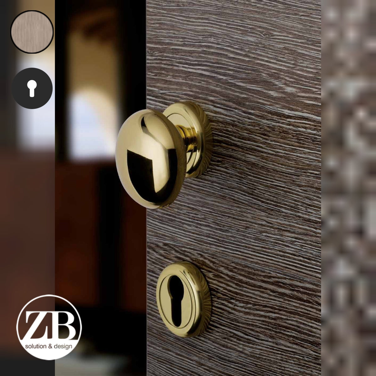 ZB - Maniglie Lady M - Maniglia per porta interna - OGV - Ottone graffiato verniciato lucido / Tonda / Yale