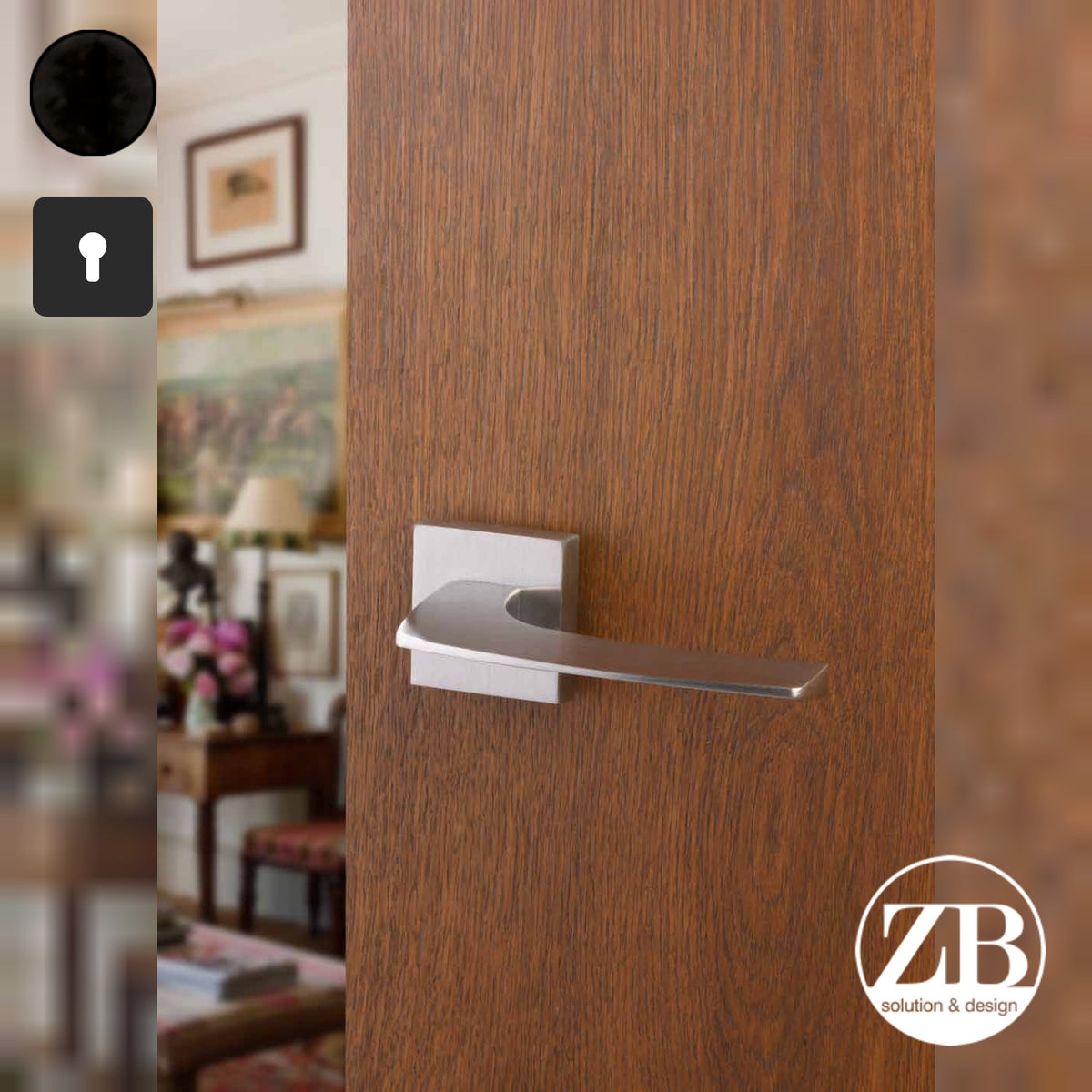 ZB - Maniglie Moon - Maniglia per porta interna - NOP - Nero opaco / Quadra / Yale