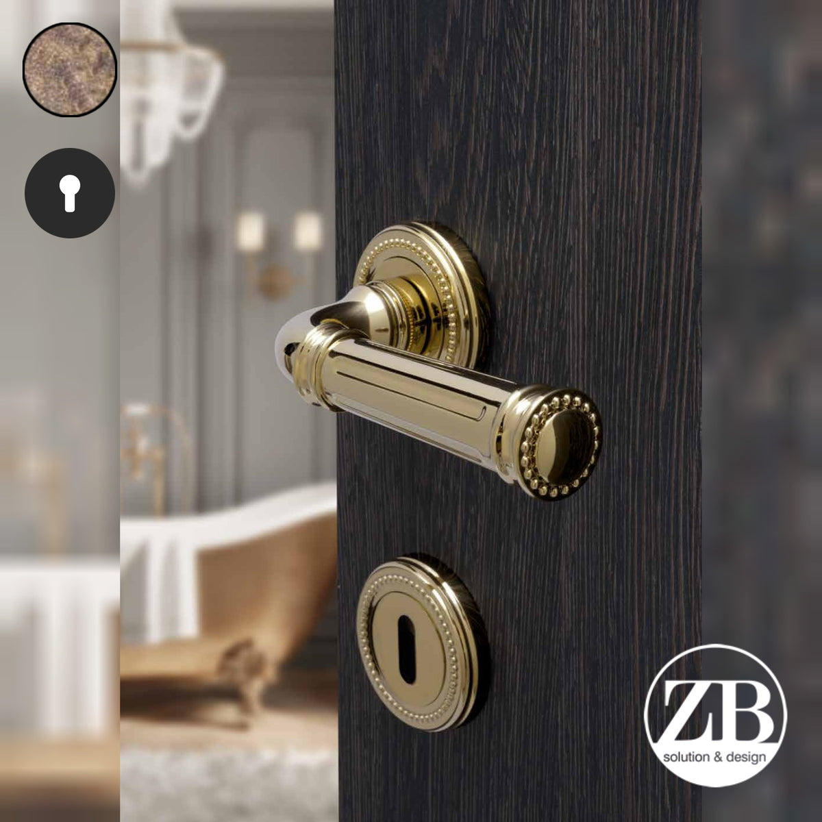 ZB - Maniglie Roma - Maniglia per porta interna - OBA - Ottone bronzato antico / Tonda / Yale
