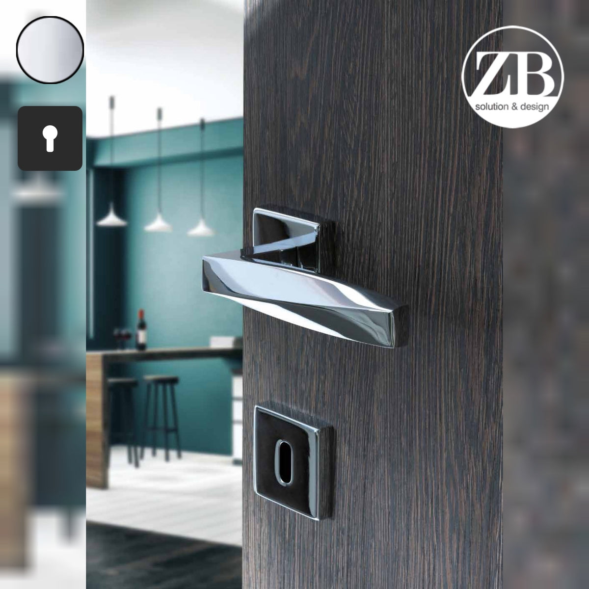 ZB - Maniglie Sahara - Maniglia per porta interna - CRL - Cromo lucido / Quadra / Yale