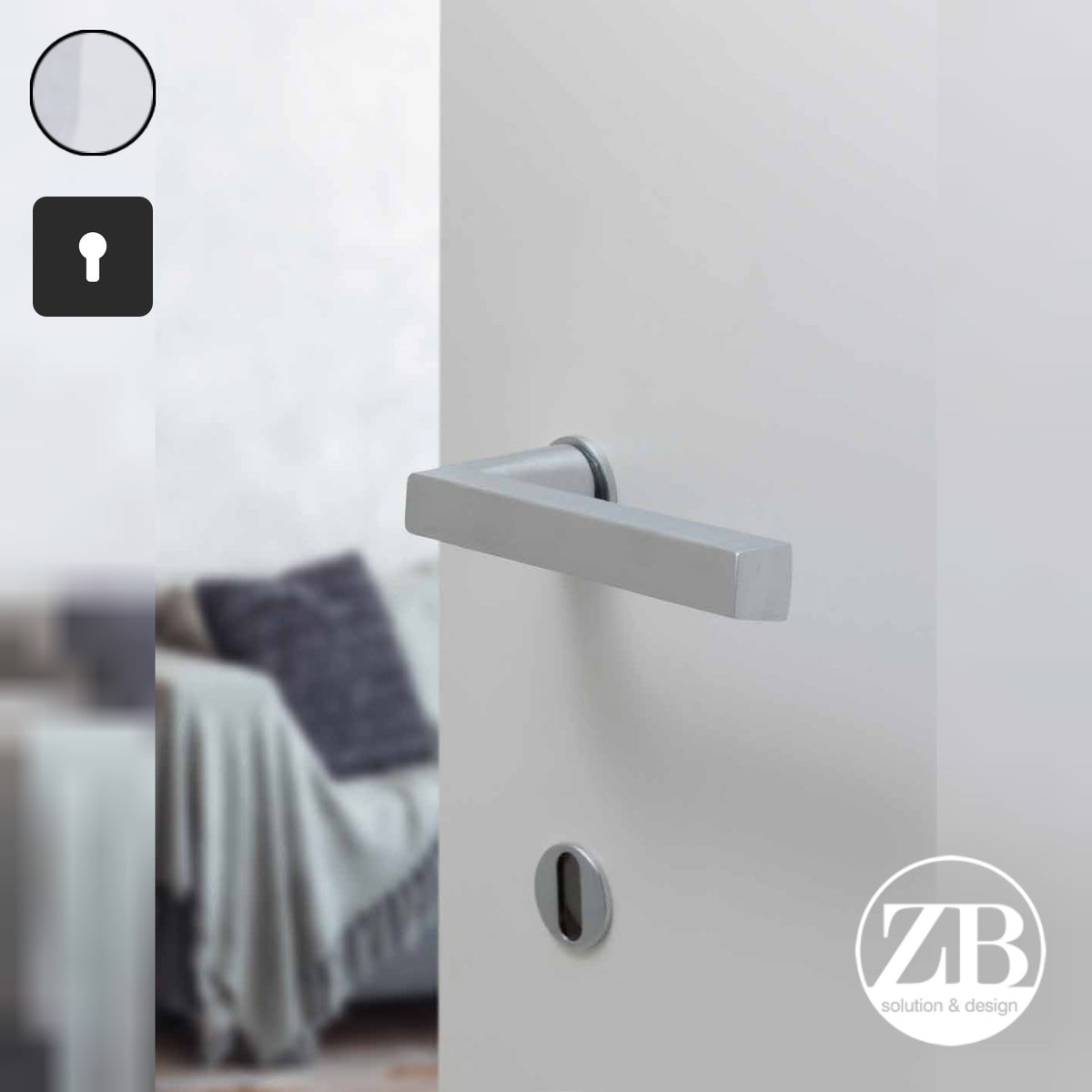 ZB - Maniglie Sky Minimal - Maniglia per porta interna - CLS - Cromo lucido / cromo satinato / Quadra / Yale