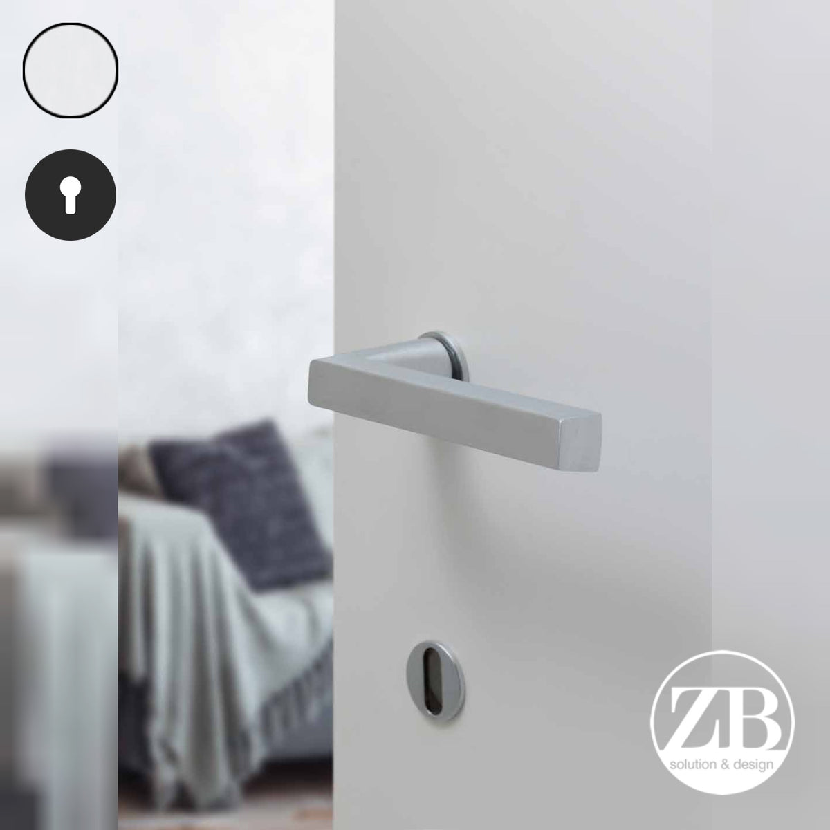 ZB - Maniglie Sky Minimal - Maniglia per porta interna - CRS - Cromo satinato / Tonda / Yale