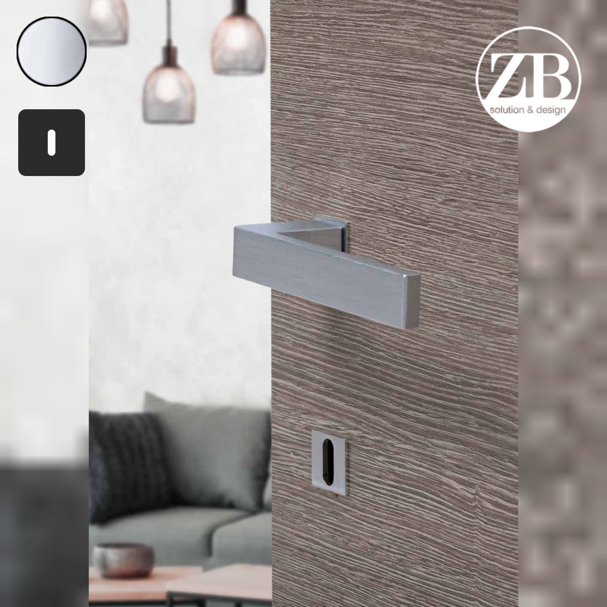 ZB - Maniglie Time Minimal - Maniglia per porta interna - CRL - Cromo lucido / Quadra / Patent