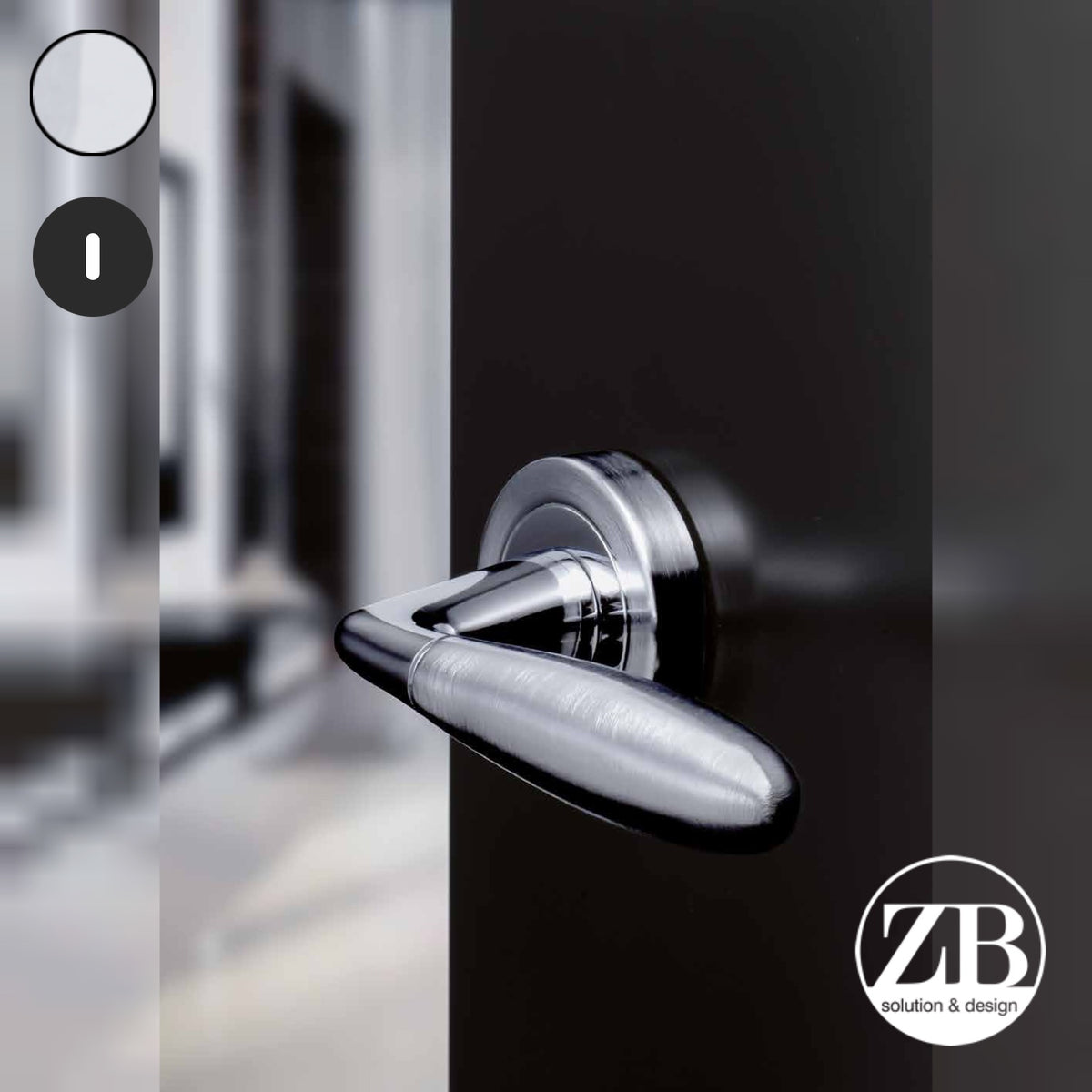 ZB - Maniglie Wind - Maniglia per porta interna - CLS - Cromo lucido / cromo satinato / Tonda / Patent