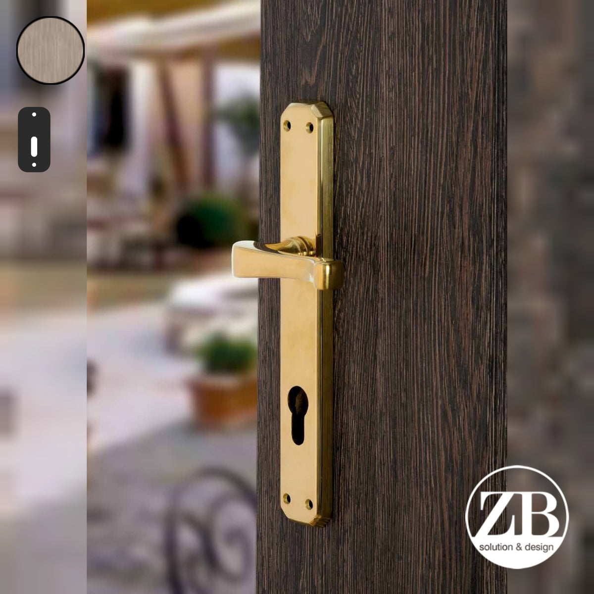 ZB - Maniglie ZB 360 - Maniglia per porta interna - OGV - Ottone graffiato verniciato lucido / Placca 242x38 mm / Patent 70
