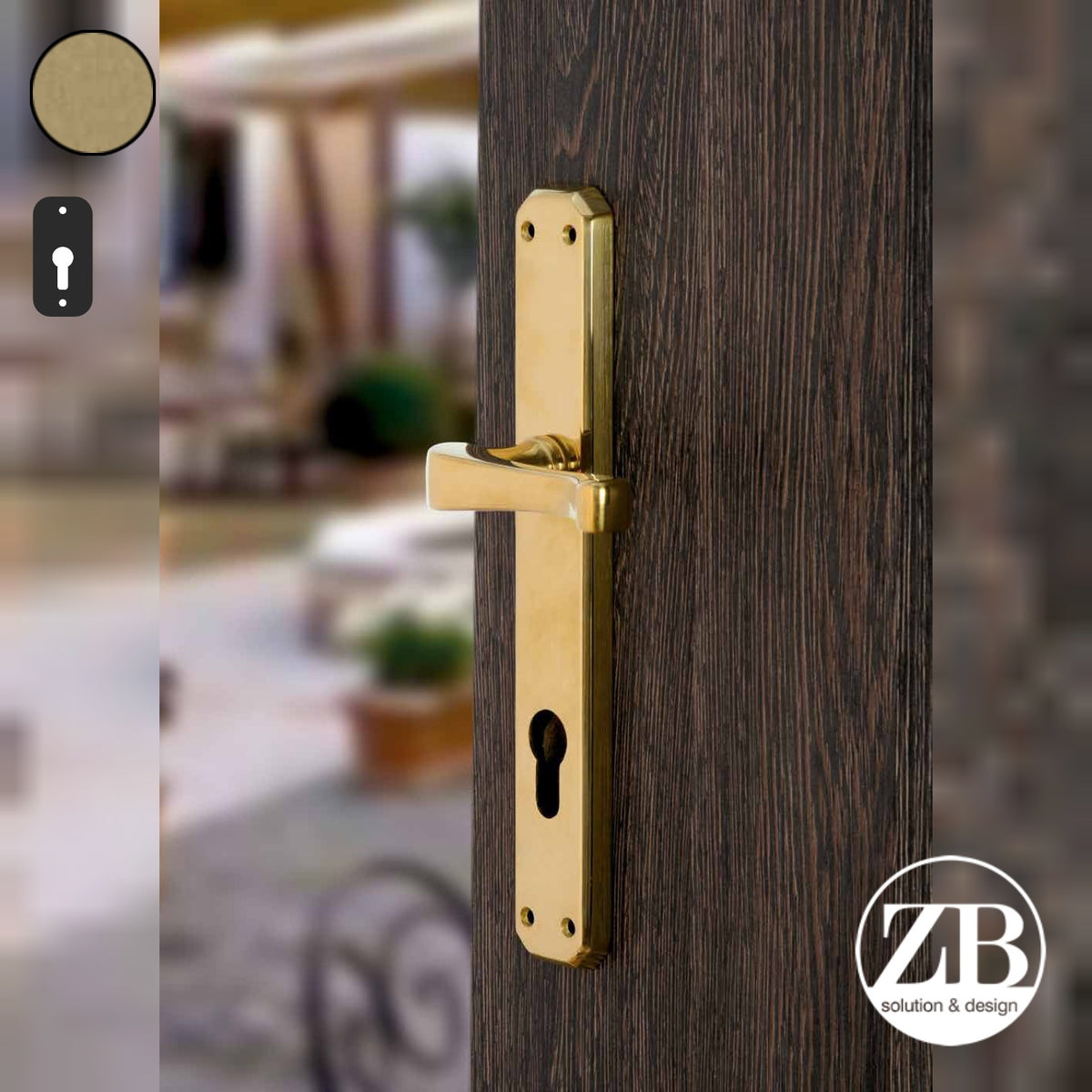ZB - Maniglie ZB 360 - Maniglia per porta interna - OVO - Ottone vibrato opaco / Placca 242x38 mm / Yale 85