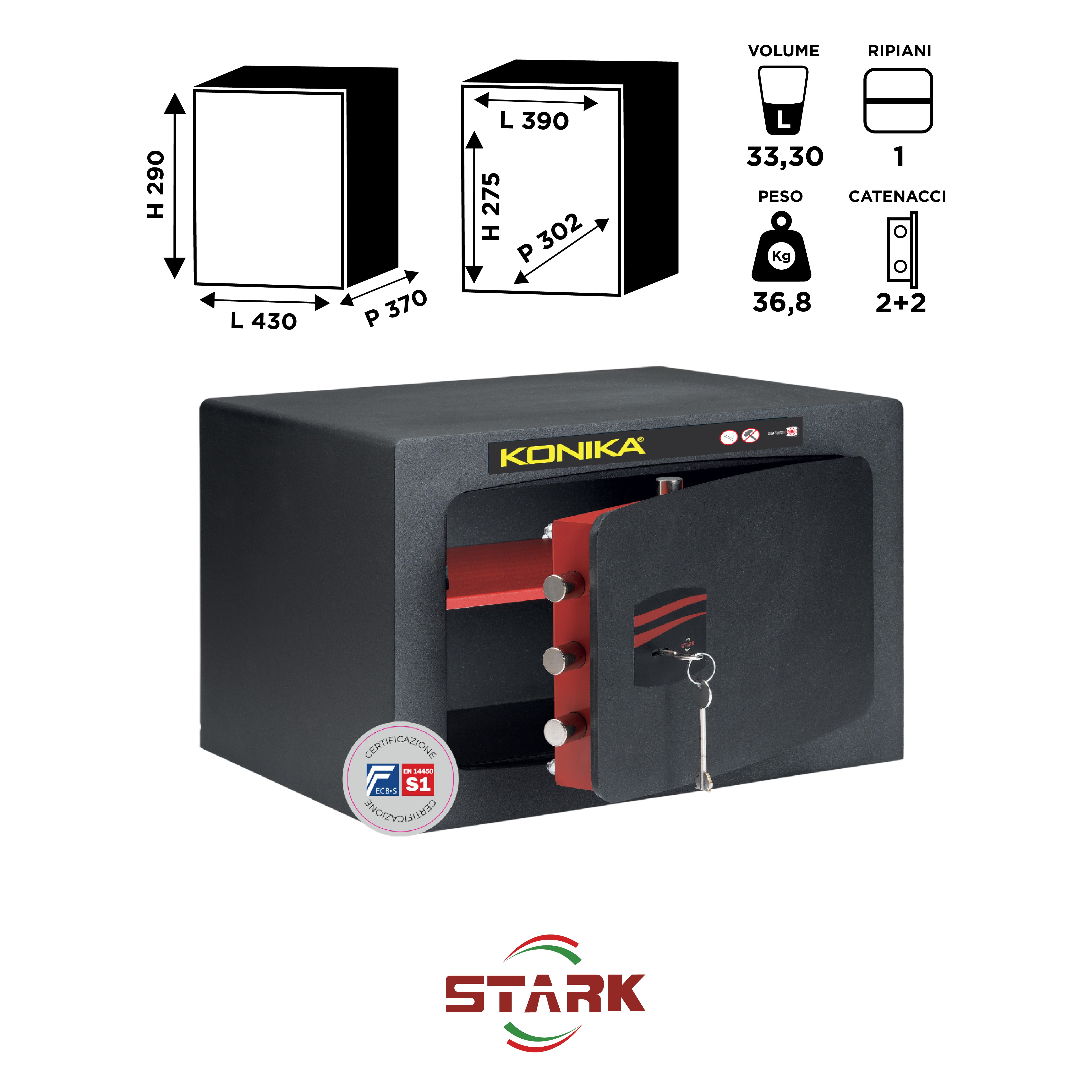KONIKA Stark safes - S1 Certified Freestanding Safe Series 3200TKCE model 3204TKCE