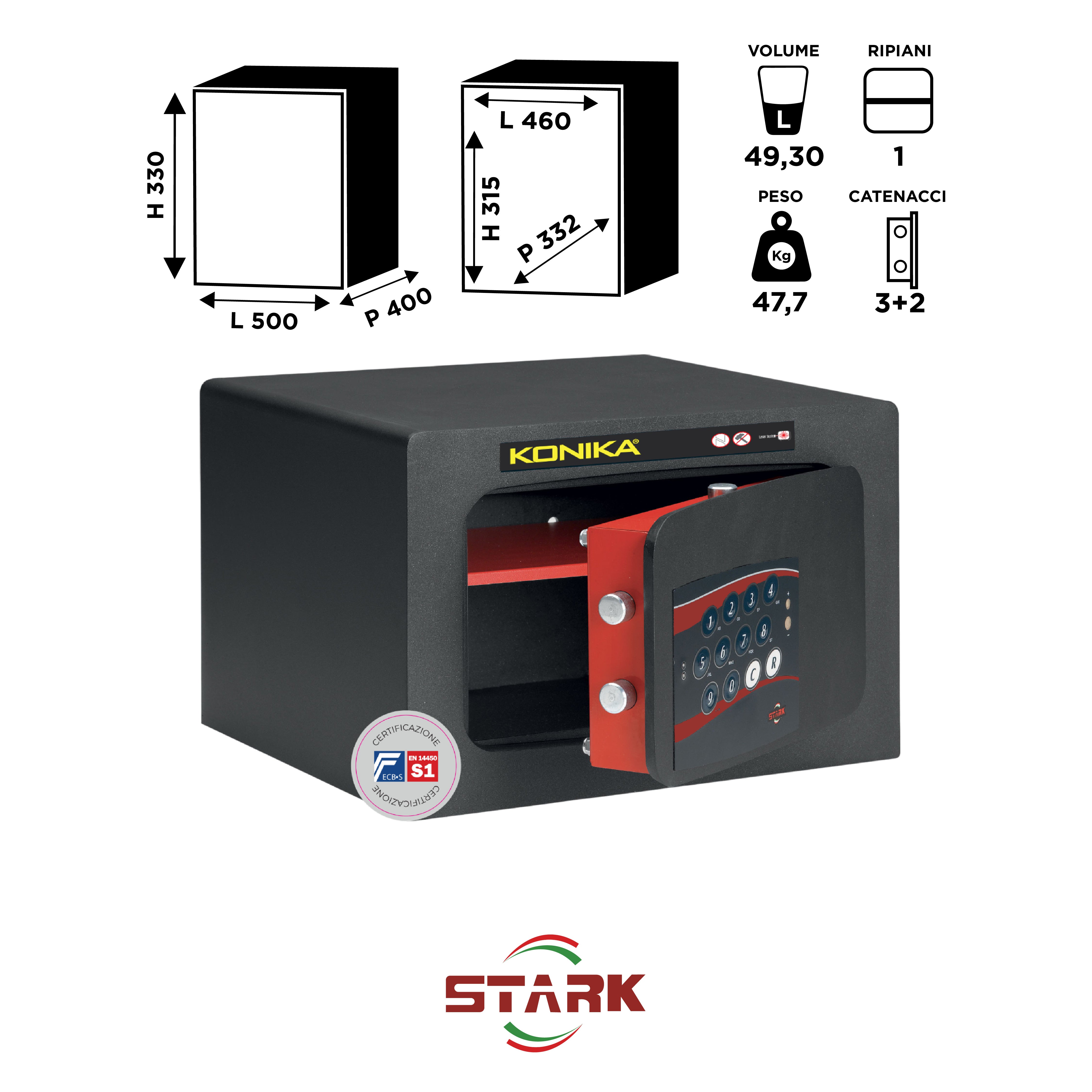 KONIKA Stark safes - S1 Certified Freestanding Safe Series 3250TKCE model 3255TKCE