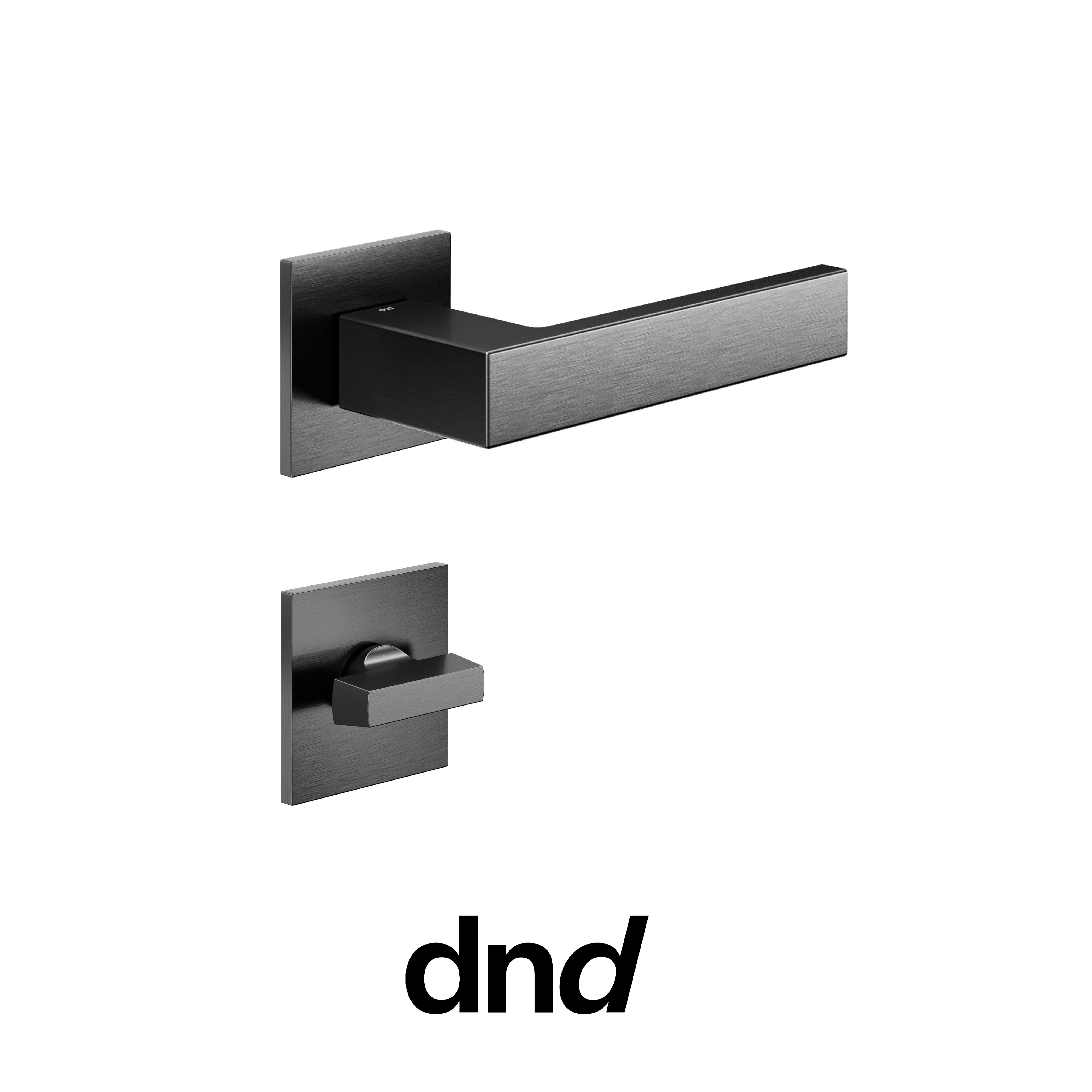 DND Edra 02 - Maniglia per porta interna - PGS - Grafite satinato / Fine Quadra - 50x50 - 4 mm / Nottolino