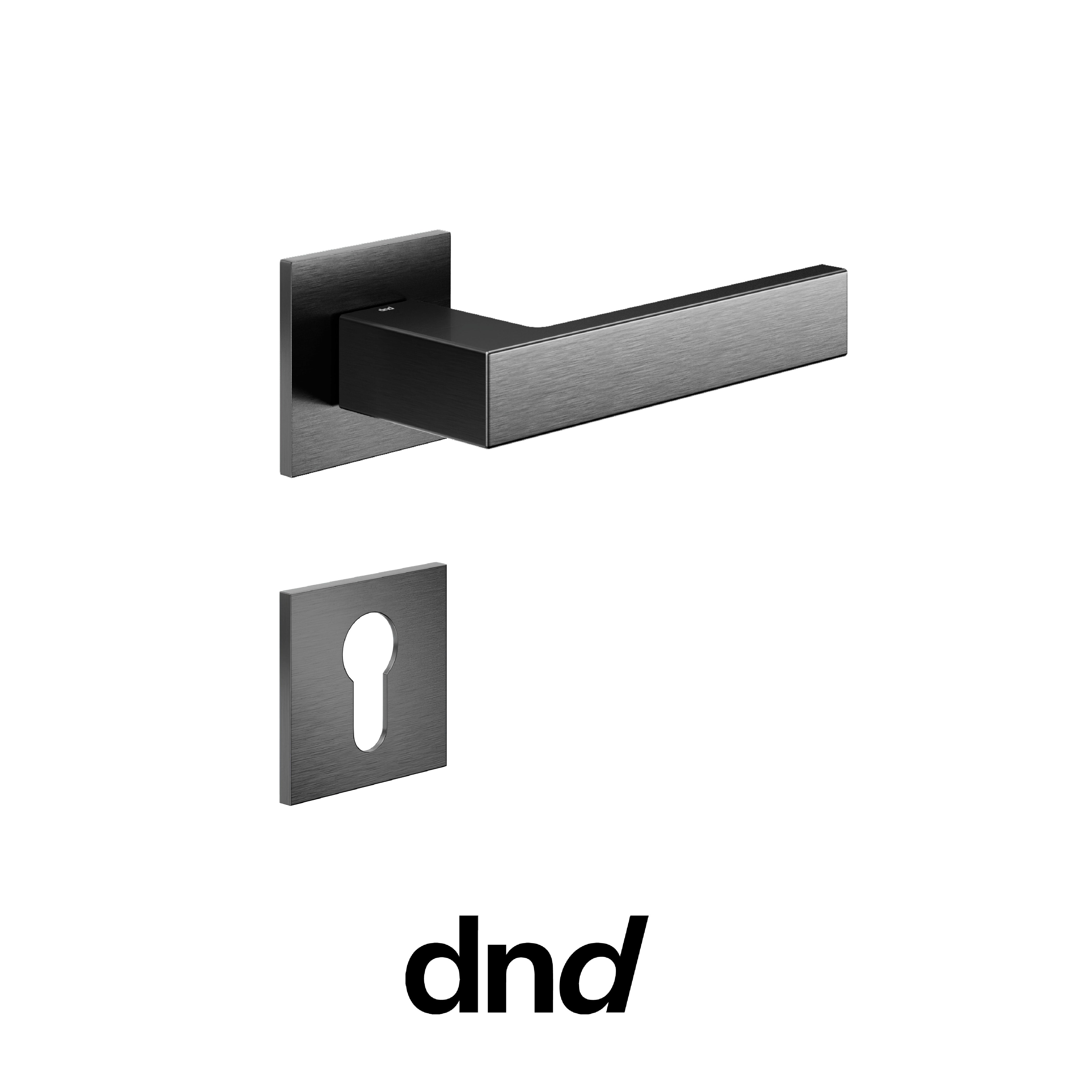 DND Edra 02 - Maniglia per porta interna - PGS - Grafite satinato / Fine Quadra - 50x50 - 4 mm / Yale