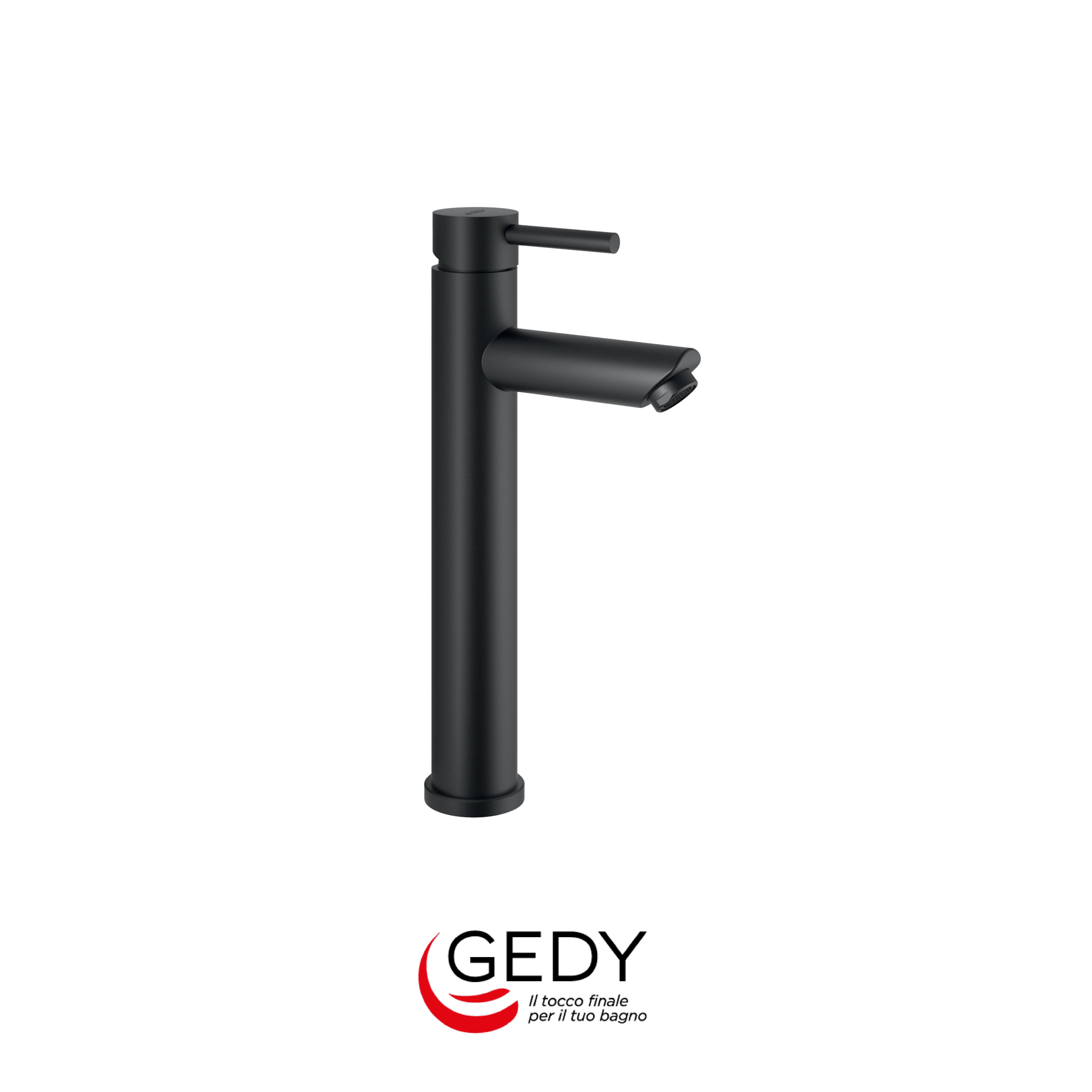 GEDY Garda - Miscelatore monocomando alto per lavabo bagno - 14 - Nero matt
