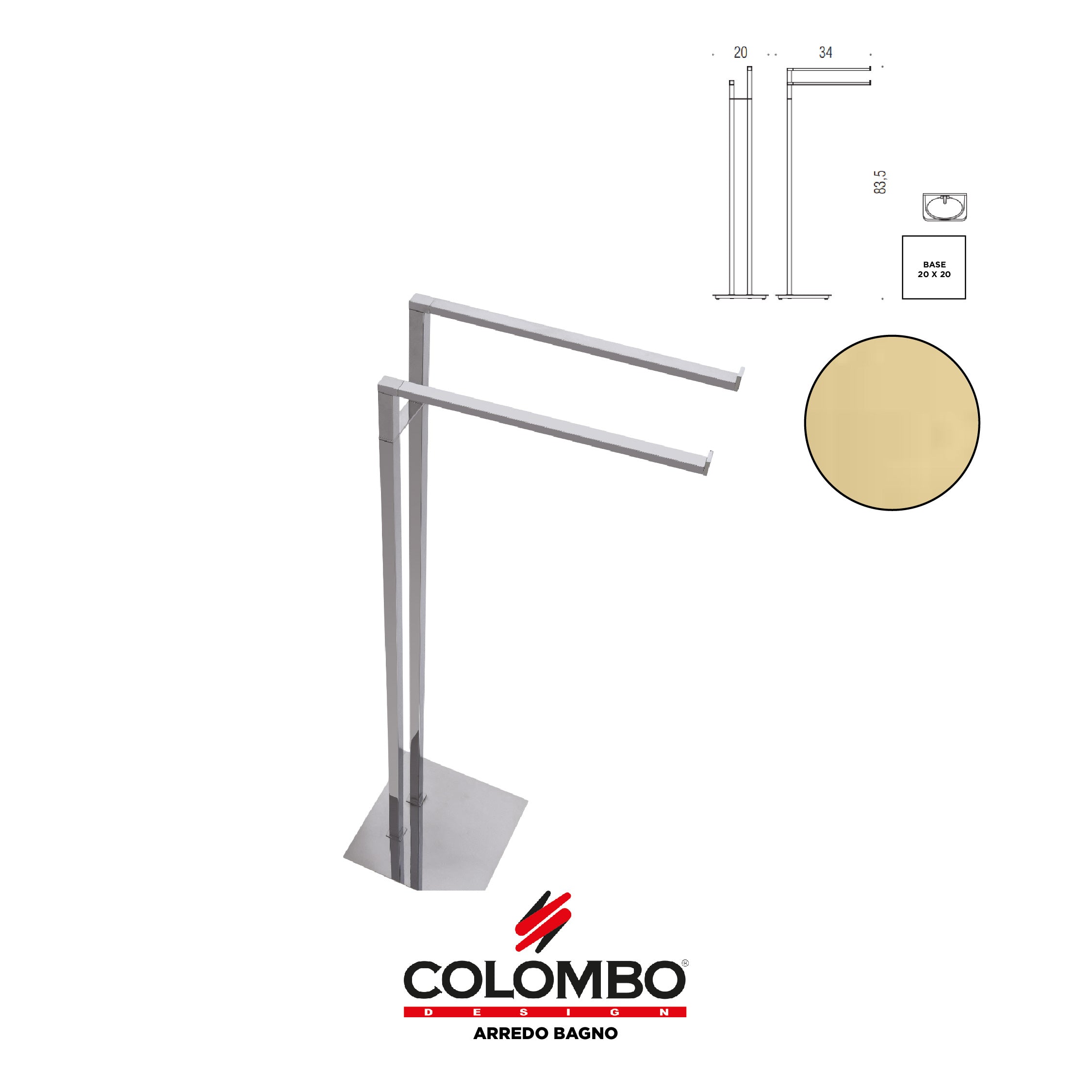 MiniQ Piantana con due porta salvietta - Colombo design arredo bagno - Imhoff Handles