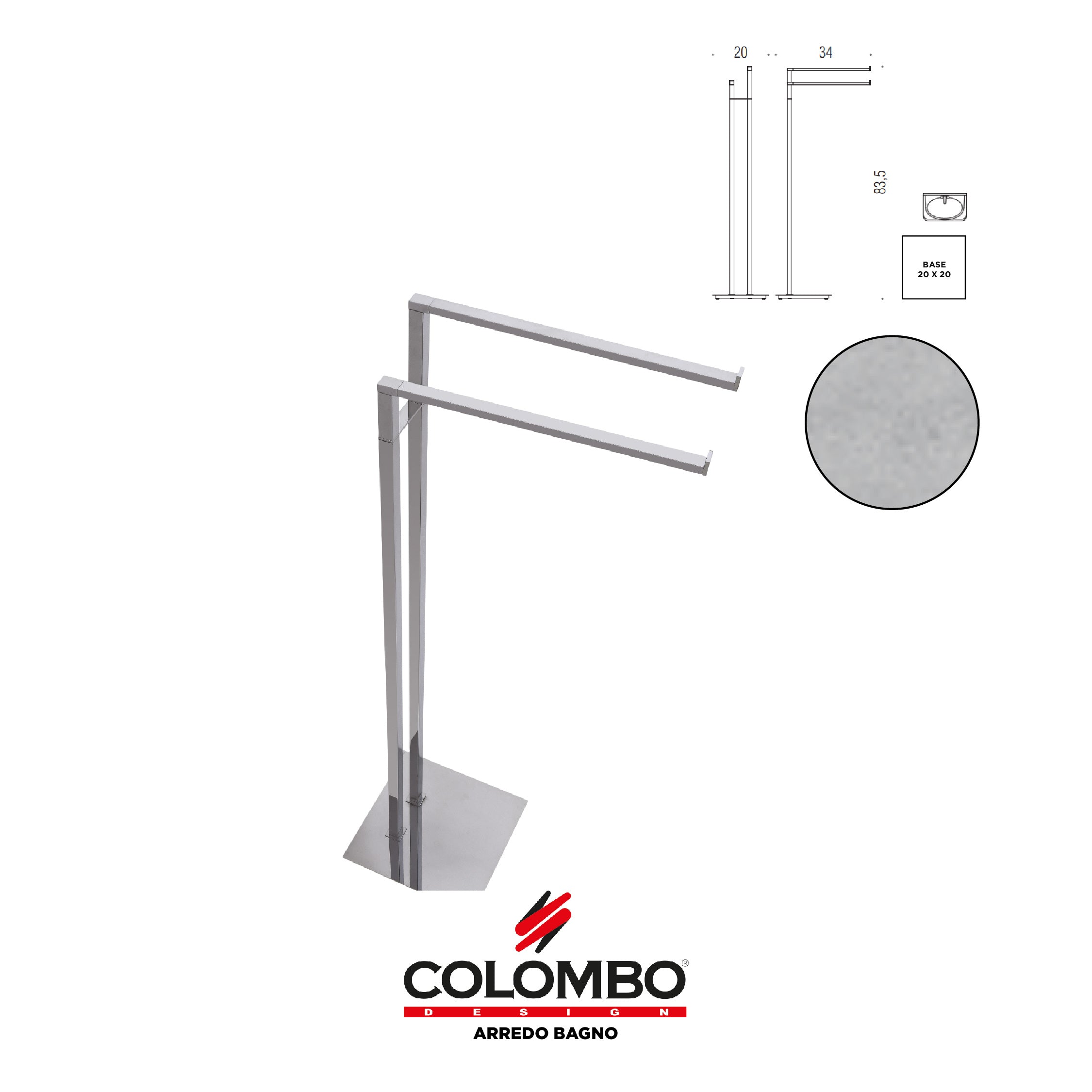 MiniQ Piantana con due porta salvietta - Colombo design arredo bagno - Imhoff Handles