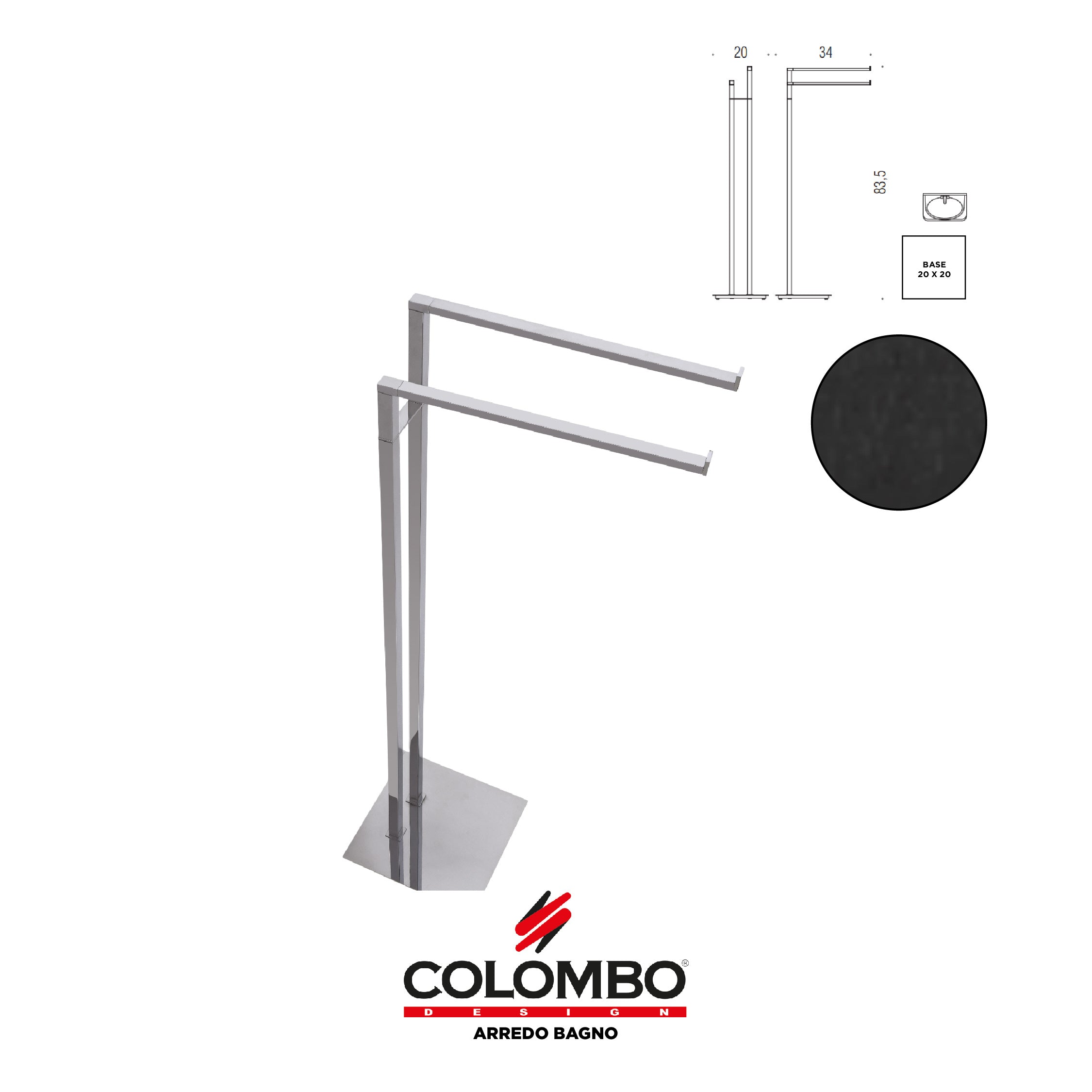 MiniQ Piantana con due porta salvietta - Colombo design arredo bagno - Imhoff Handles