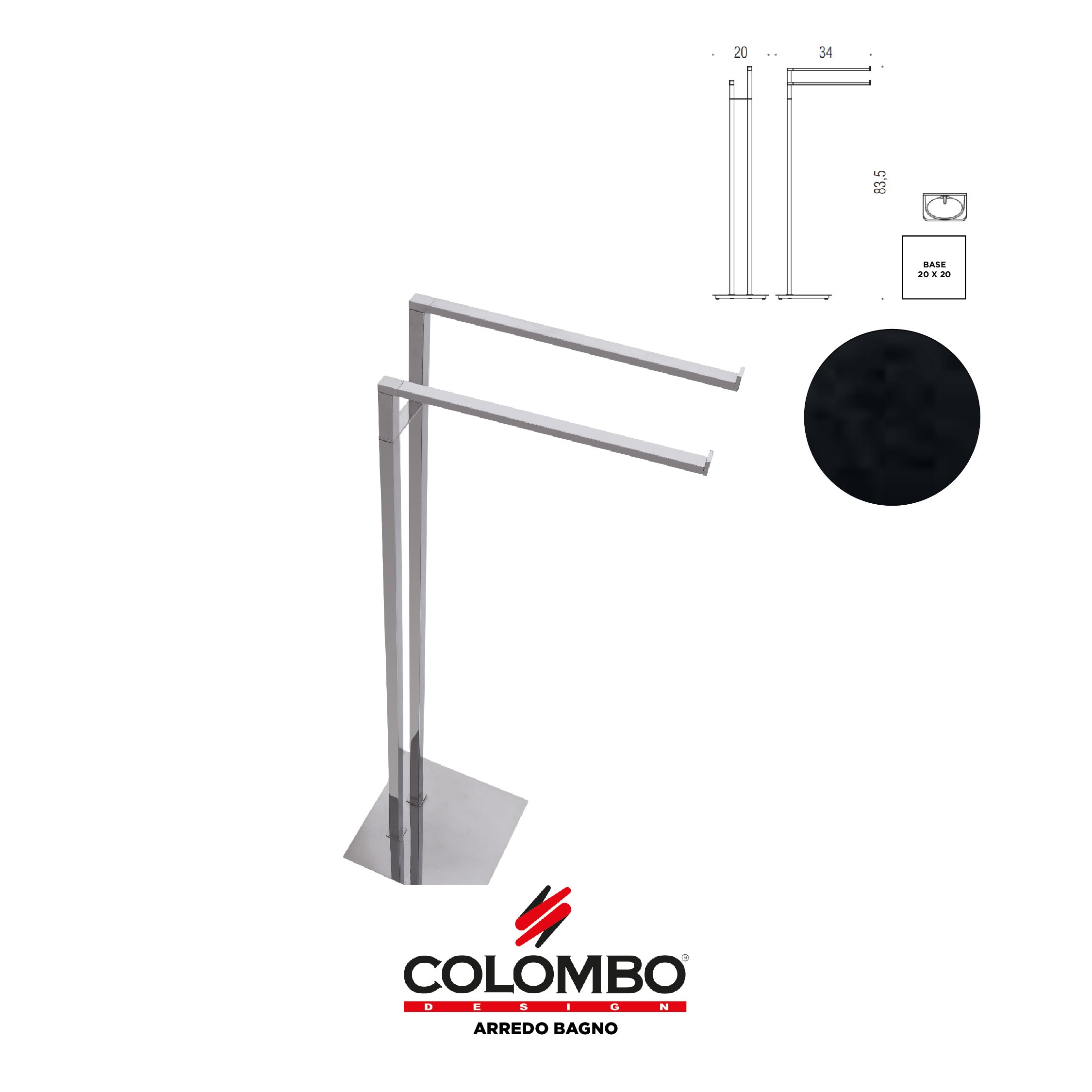 MiniQ Piantana con due porta salvietta - Colombo design arredo bagno - Imhoff Handles