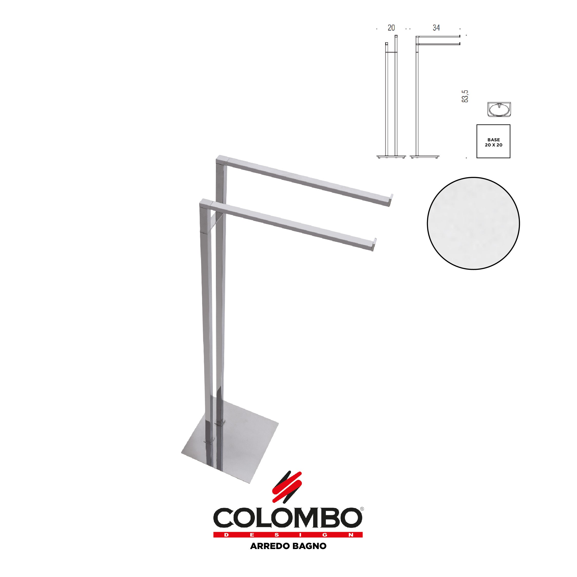 MiniQ Piantana con due porta salvietta - Colombo design arredo bagno - Imhoff Handles