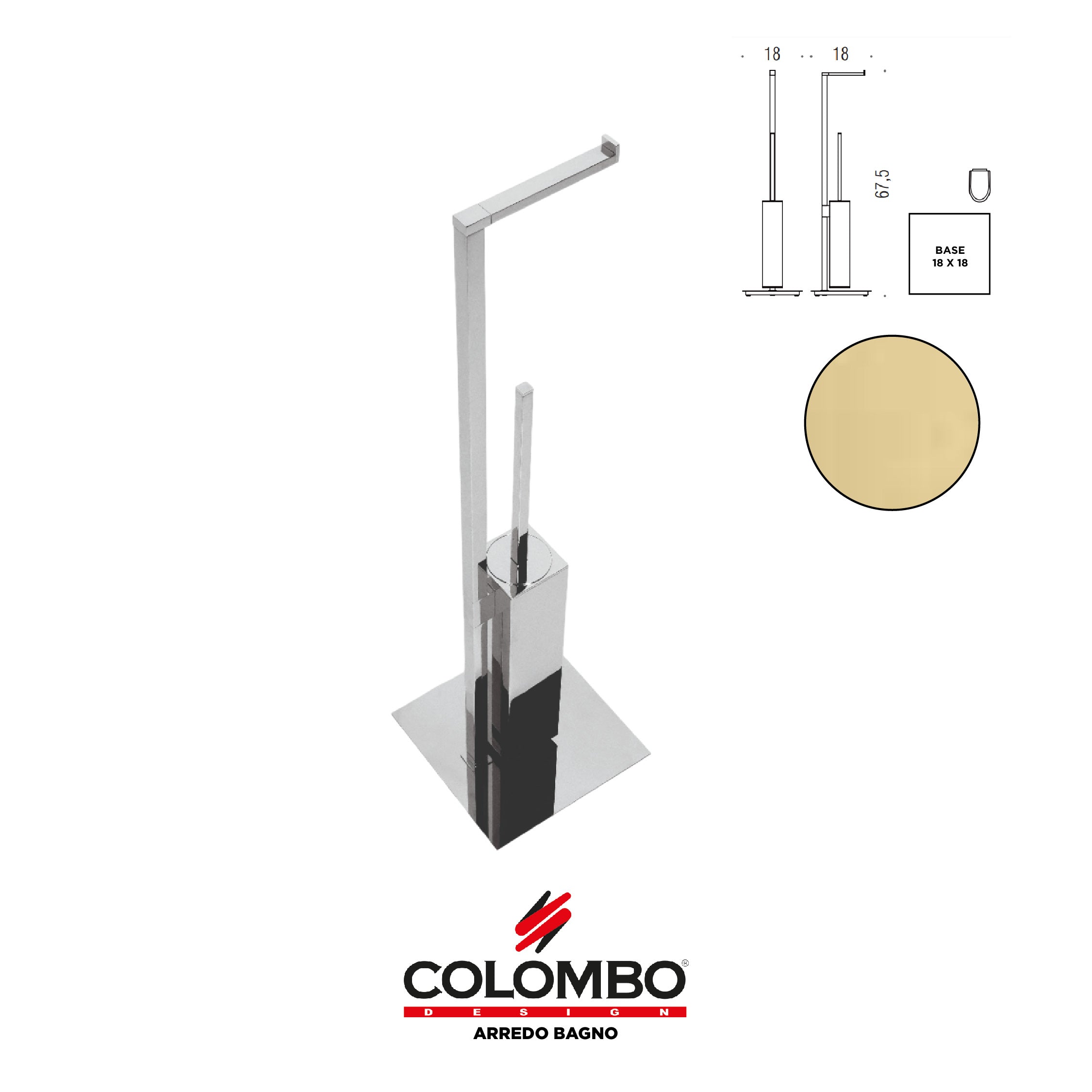 MiniQ Piantana con porta rotolo e porta scopino - Colombo design arredo bagno - Imhoff Handles