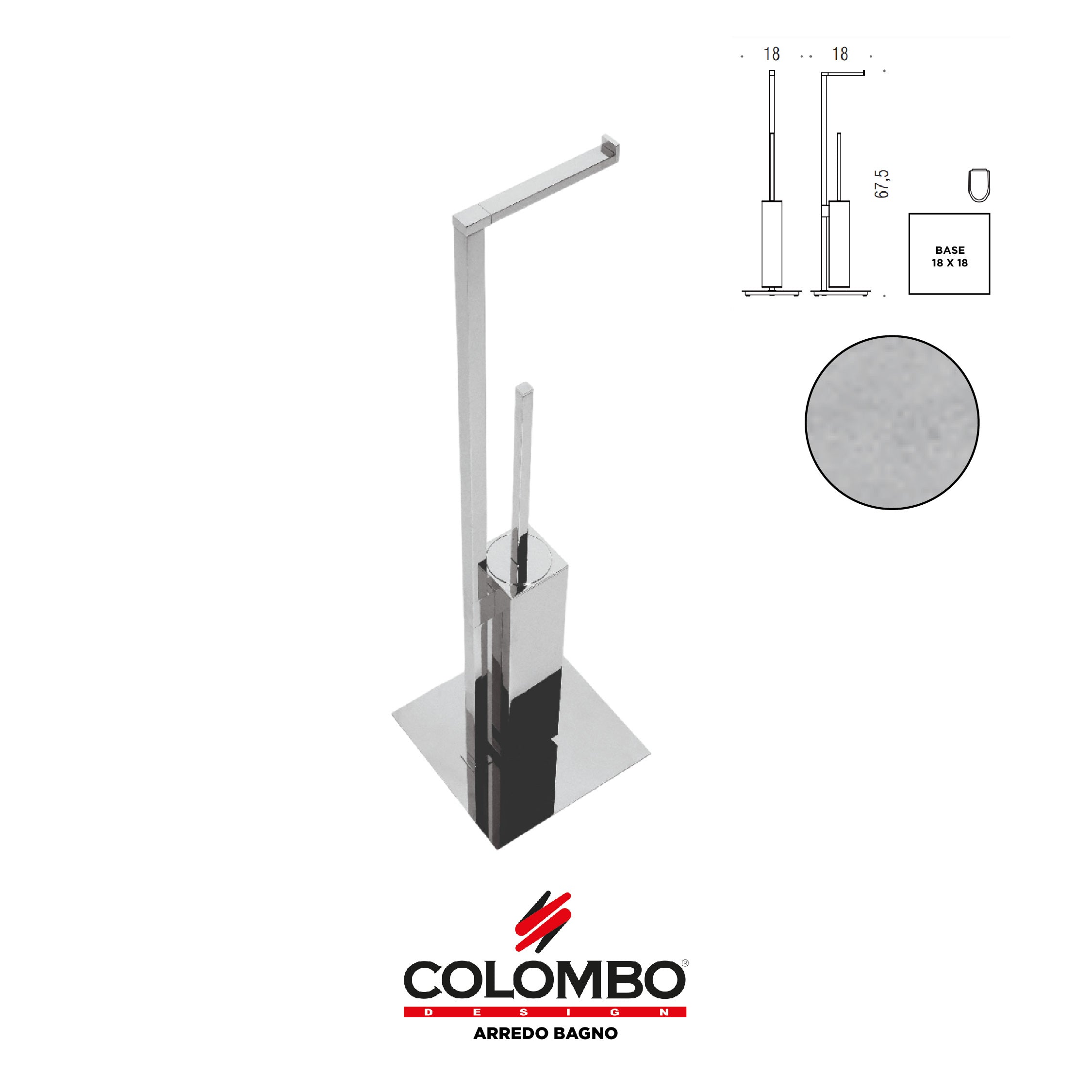 MiniQ Piantana con porta rotolo e porta scopino - Colombo design arredo bagno - Imhoff Handles