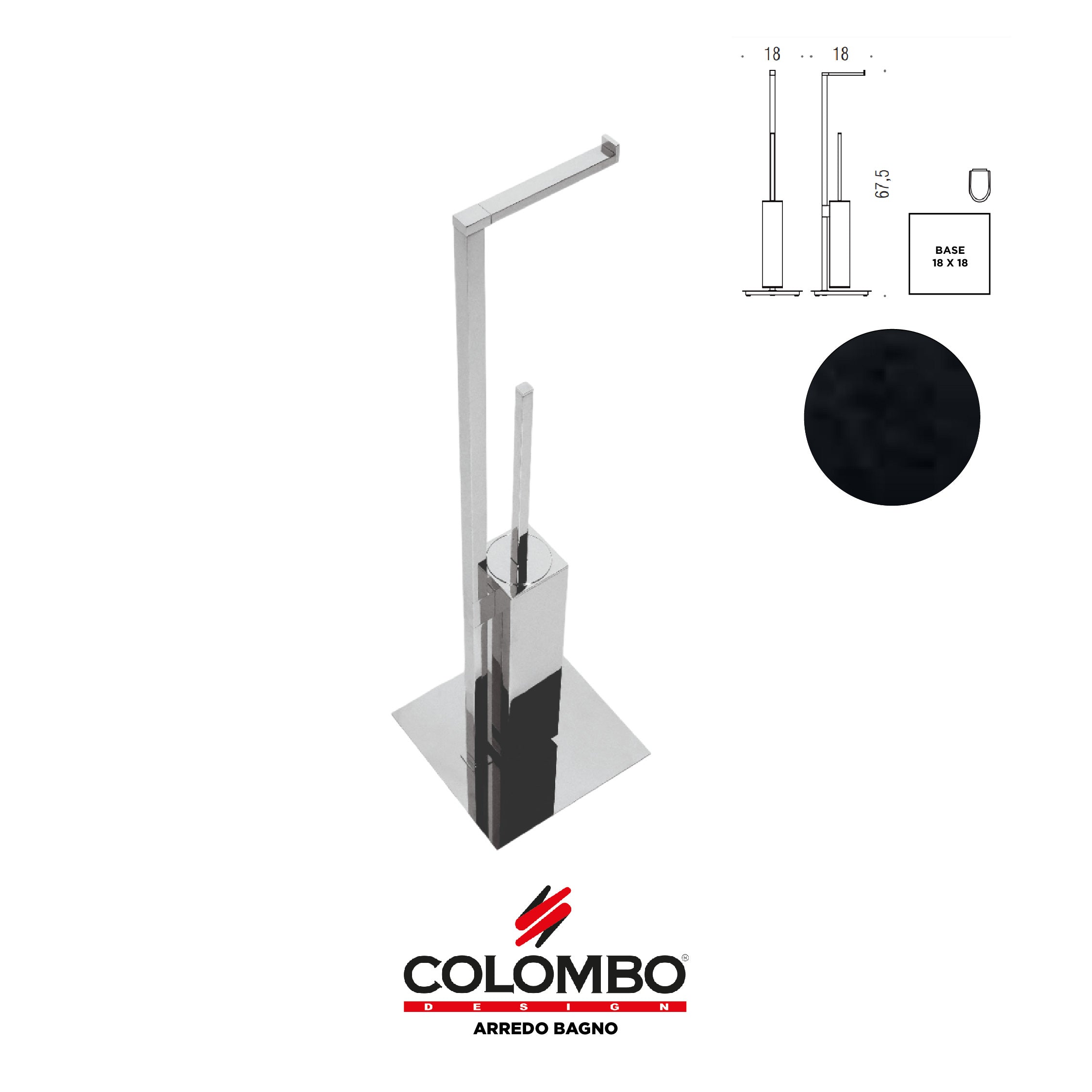 MiniQ Piantana con porta rotolo e porta scopino - Colombo design arredo bagno - Imhoff Handles