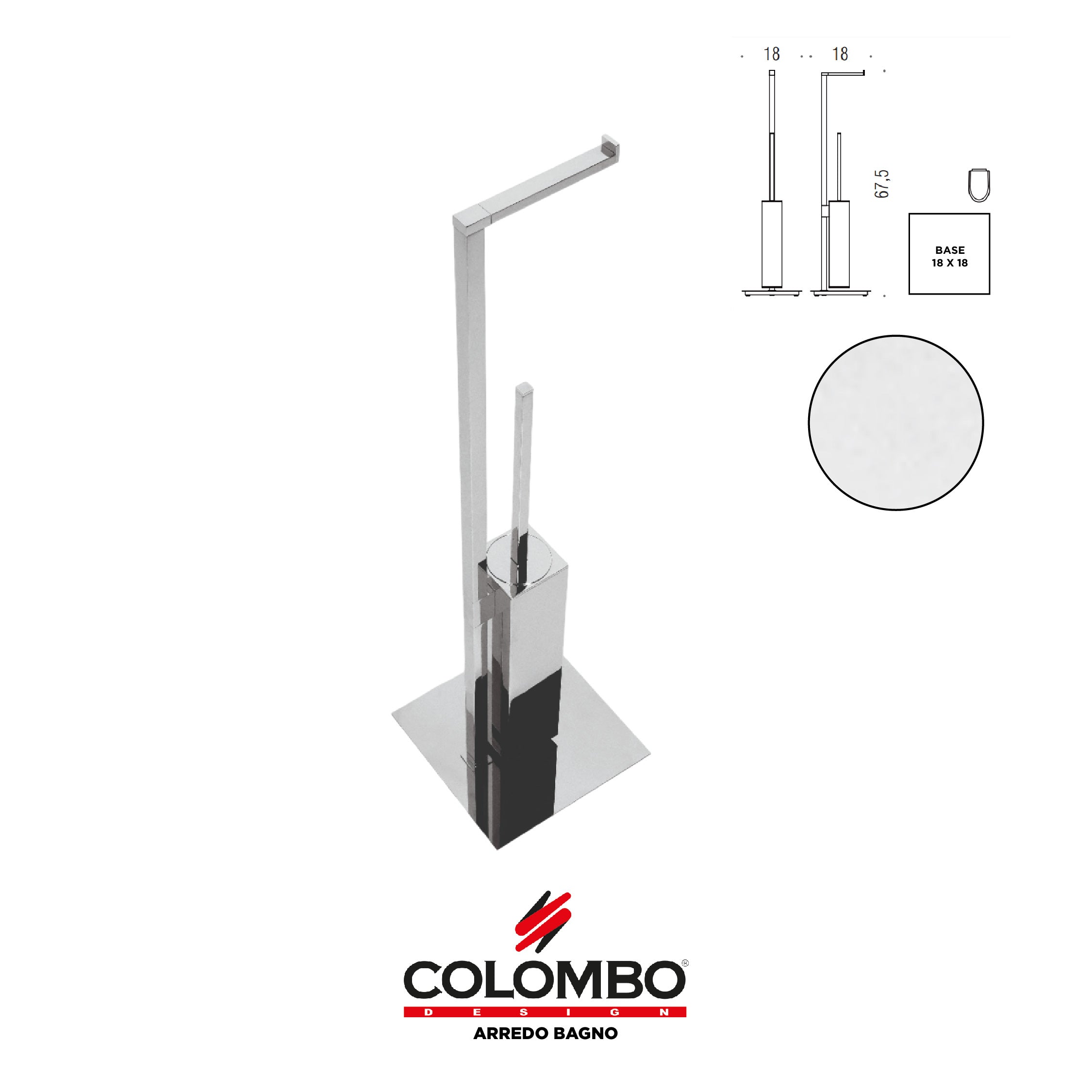 MiniQ Piantana con porta rotolo e porta scopino - Colombo design arredo bagno - Imhoff Handles