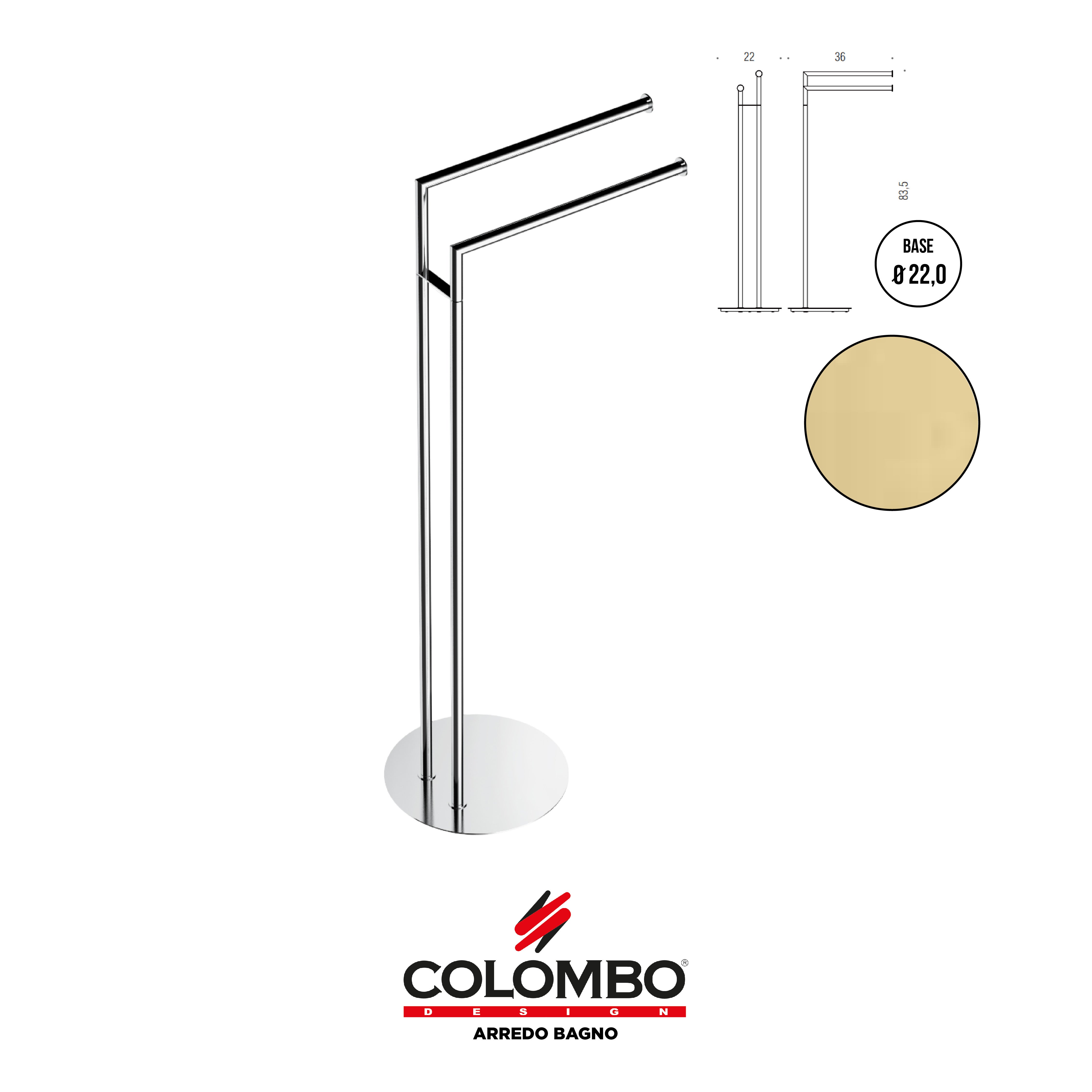 Mini Piantana con due porta salvietta - Colombo design arredo bagno - Imhoff Handles