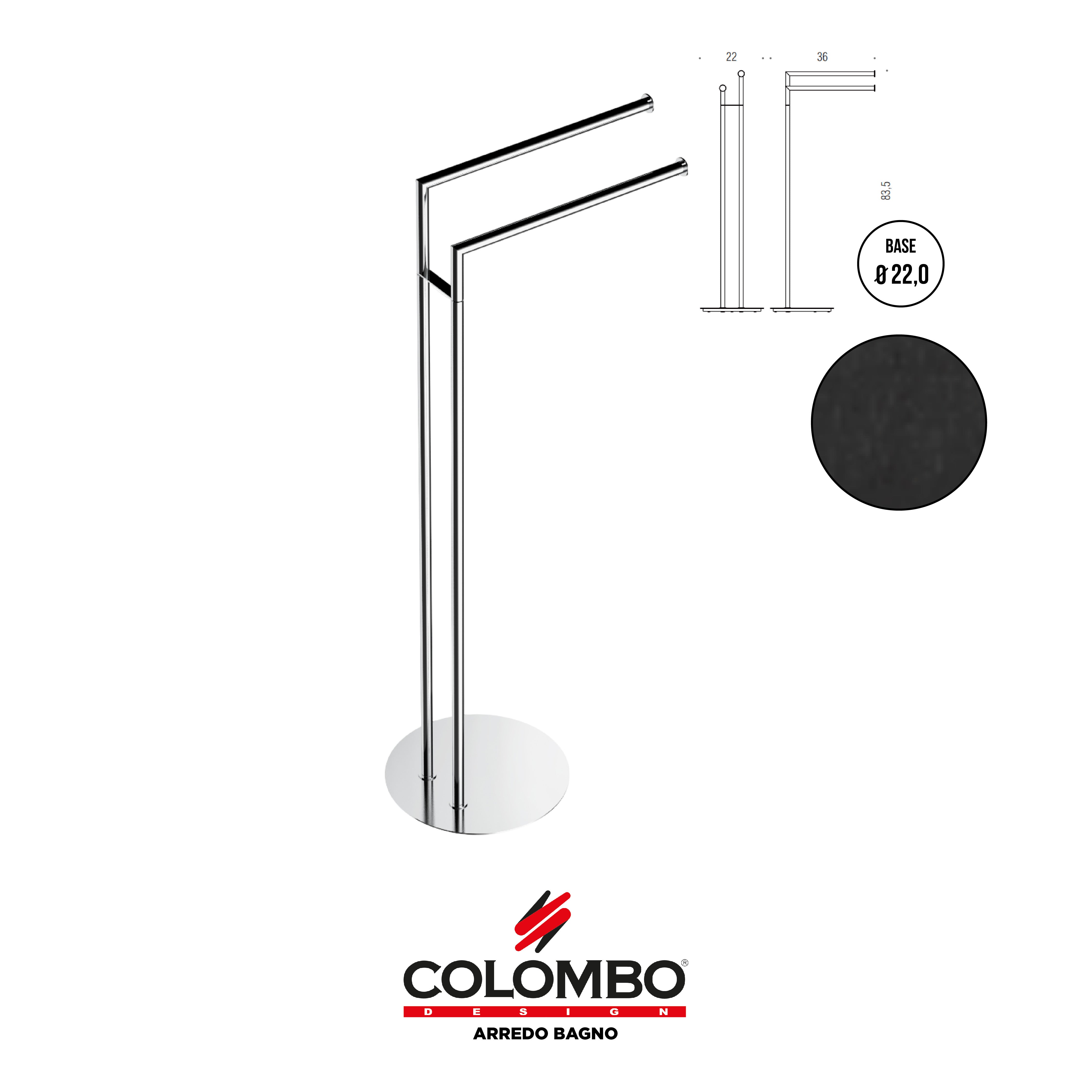 Mini Piantana con due porta salvietta - Colombo design arredo bagno - Imhoff Handles