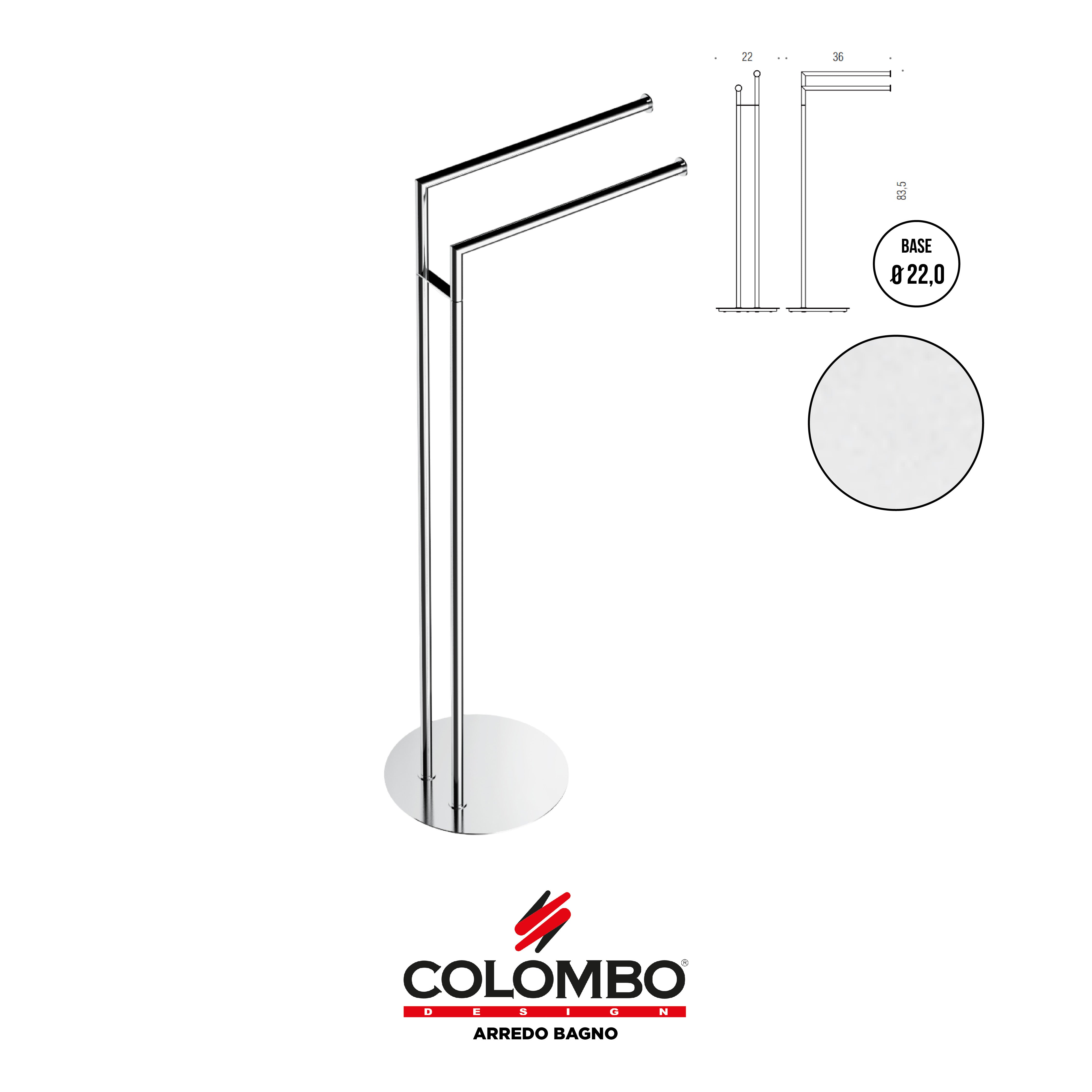 Mini Piantana con due porta salvietta - Colombo design arredo bagno - Imhoff Handles