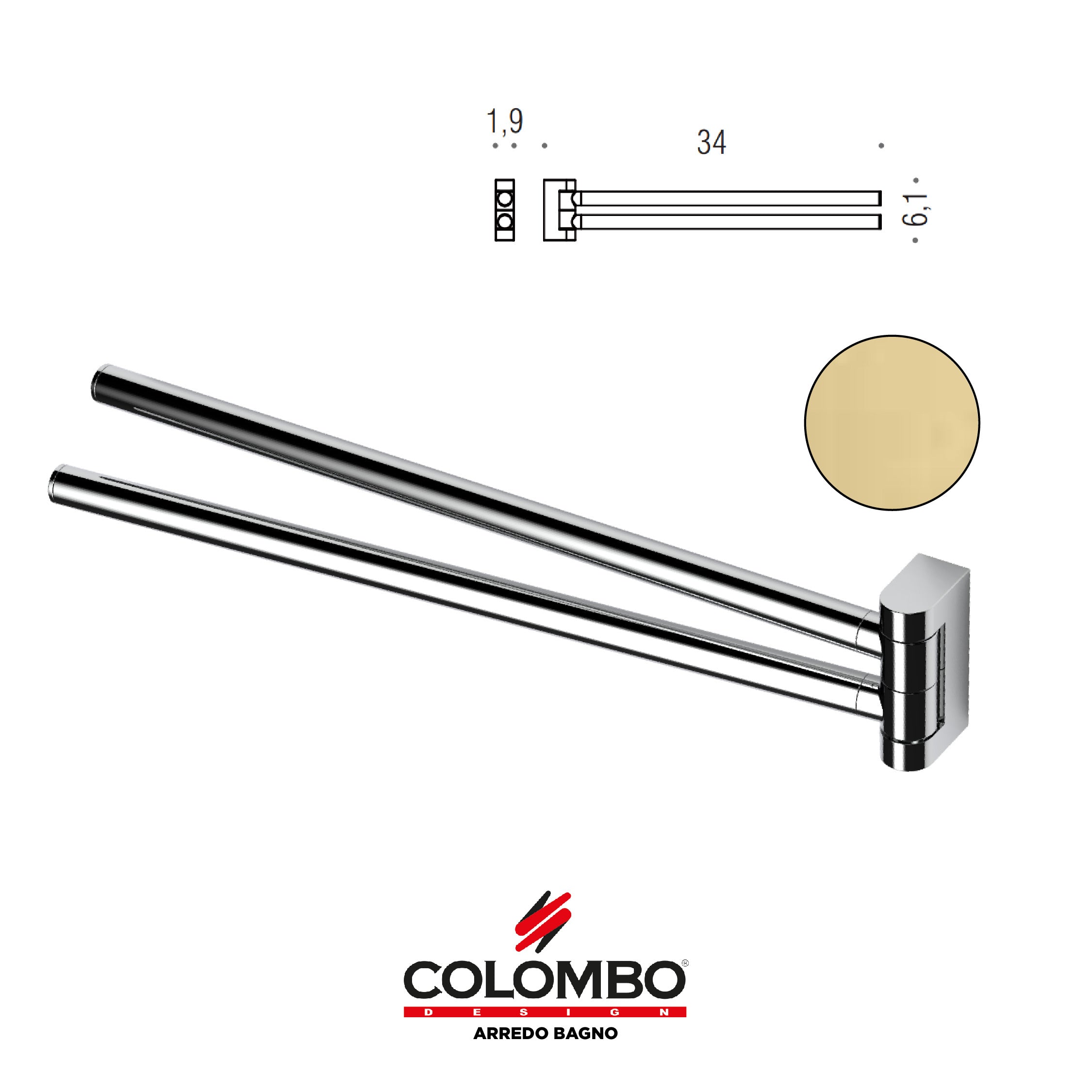 Mini Porta salvietta doppio a snodo - Colombo design arredo bagno - Imhoff Handles