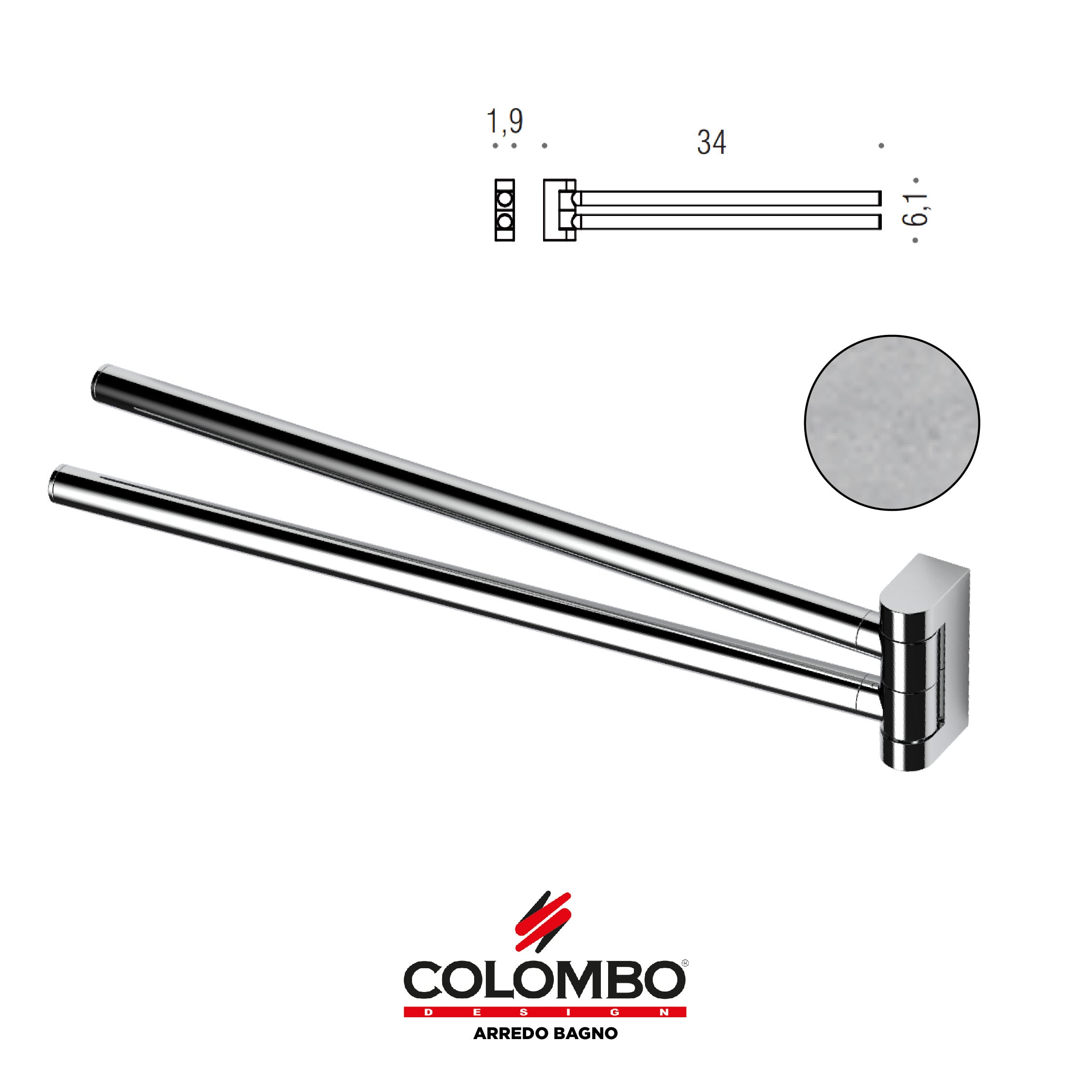 Mini Porta salvietta doppio a snodo - Colombo design arredo bagno - Imhoff Handles
