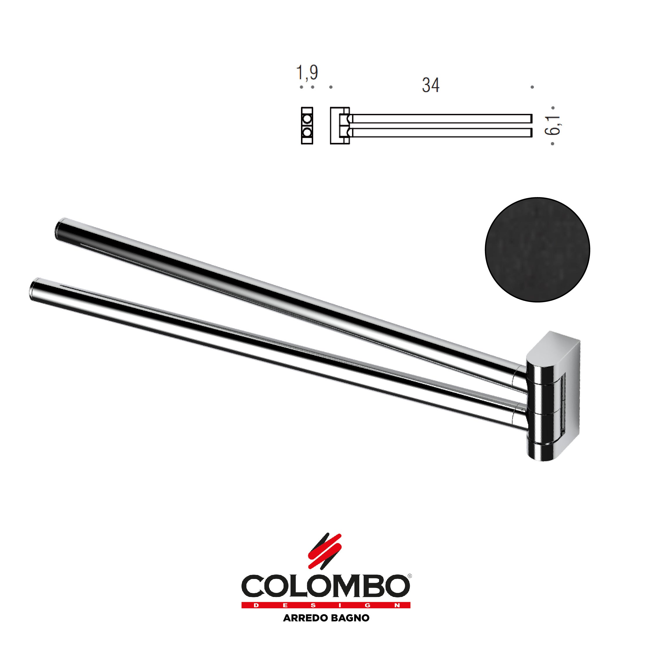 Mini Porta salvietta doppio a snodo - Colombo design arredo bagno - Imhoff Handles