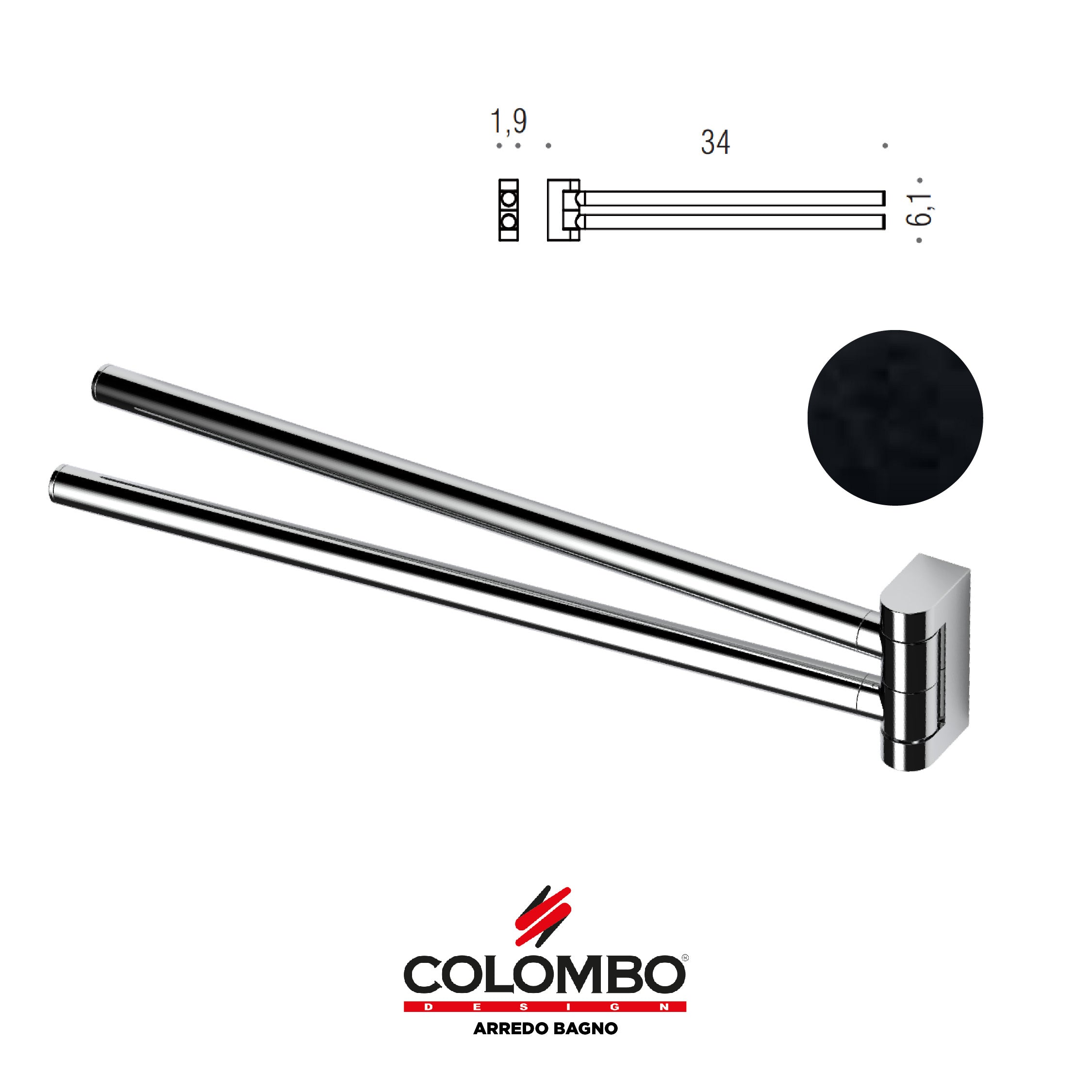 Mini Porta salvietta doppio a snodo - Colombo design arredo bagno - Imhoff Handles
