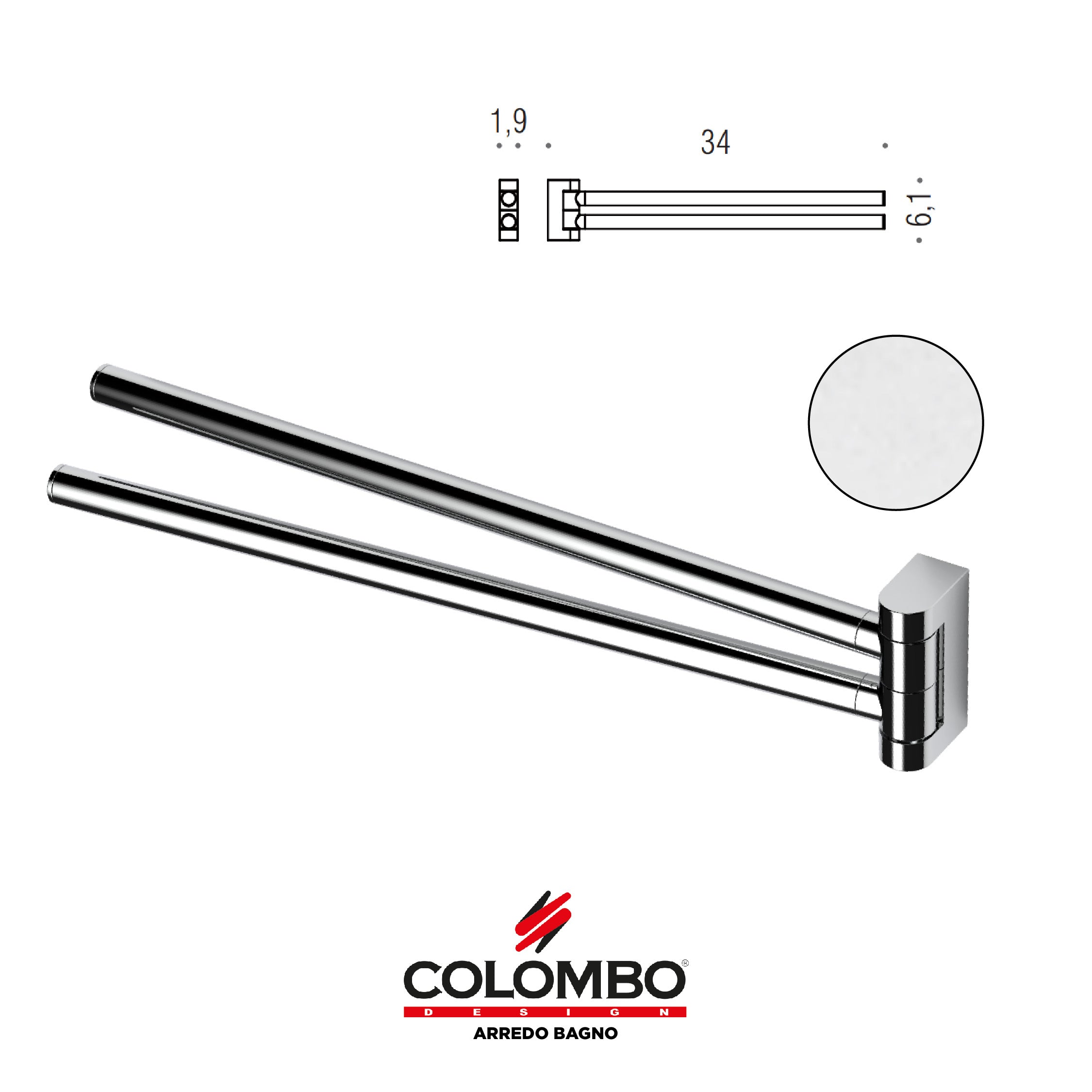 Mini Porta salvietta doppio a snodo - Colombo design arredo bagno - Imhoff Handles