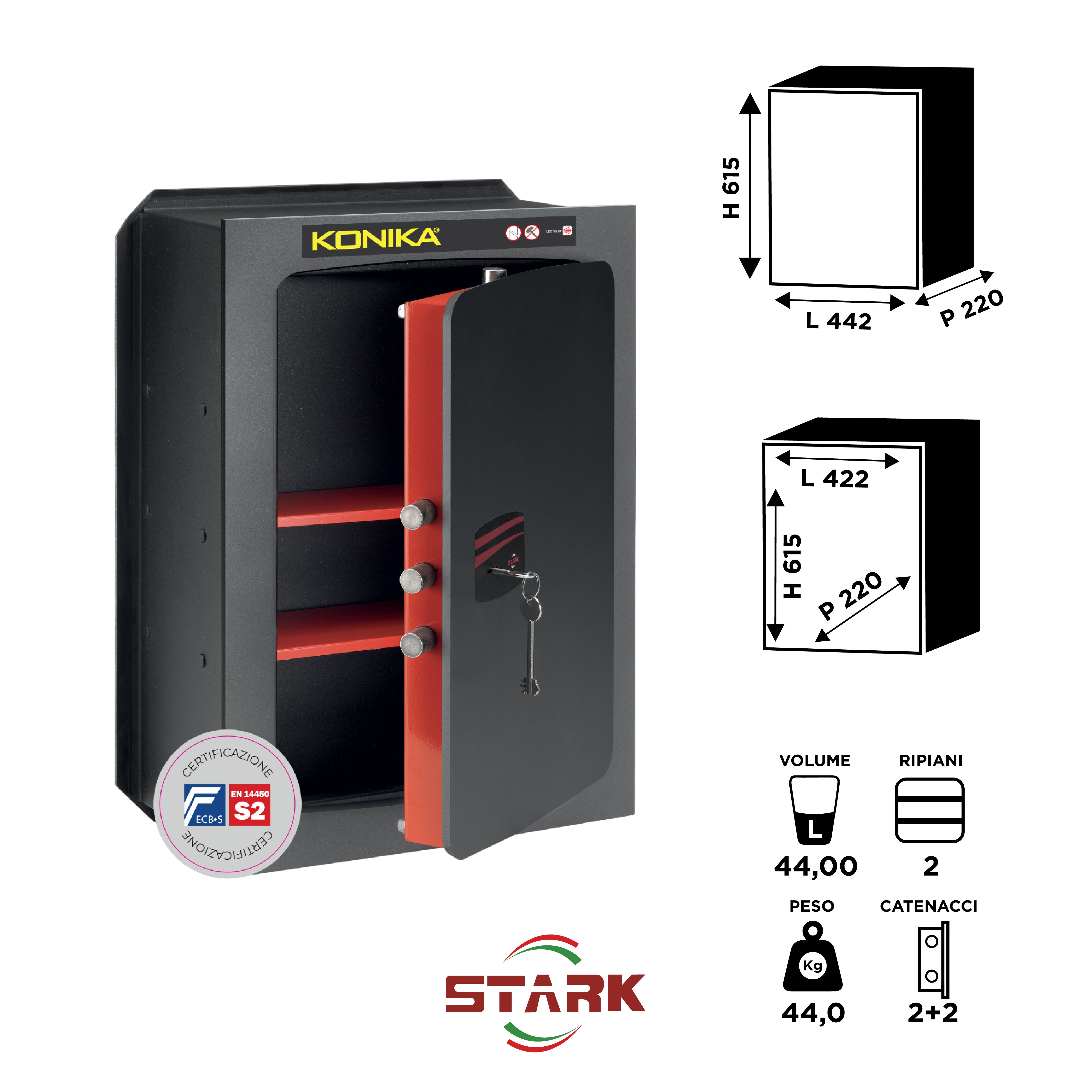 KONIKA Stark safes - S2 Certified Wall Safe Series 1200CE model 1207CE