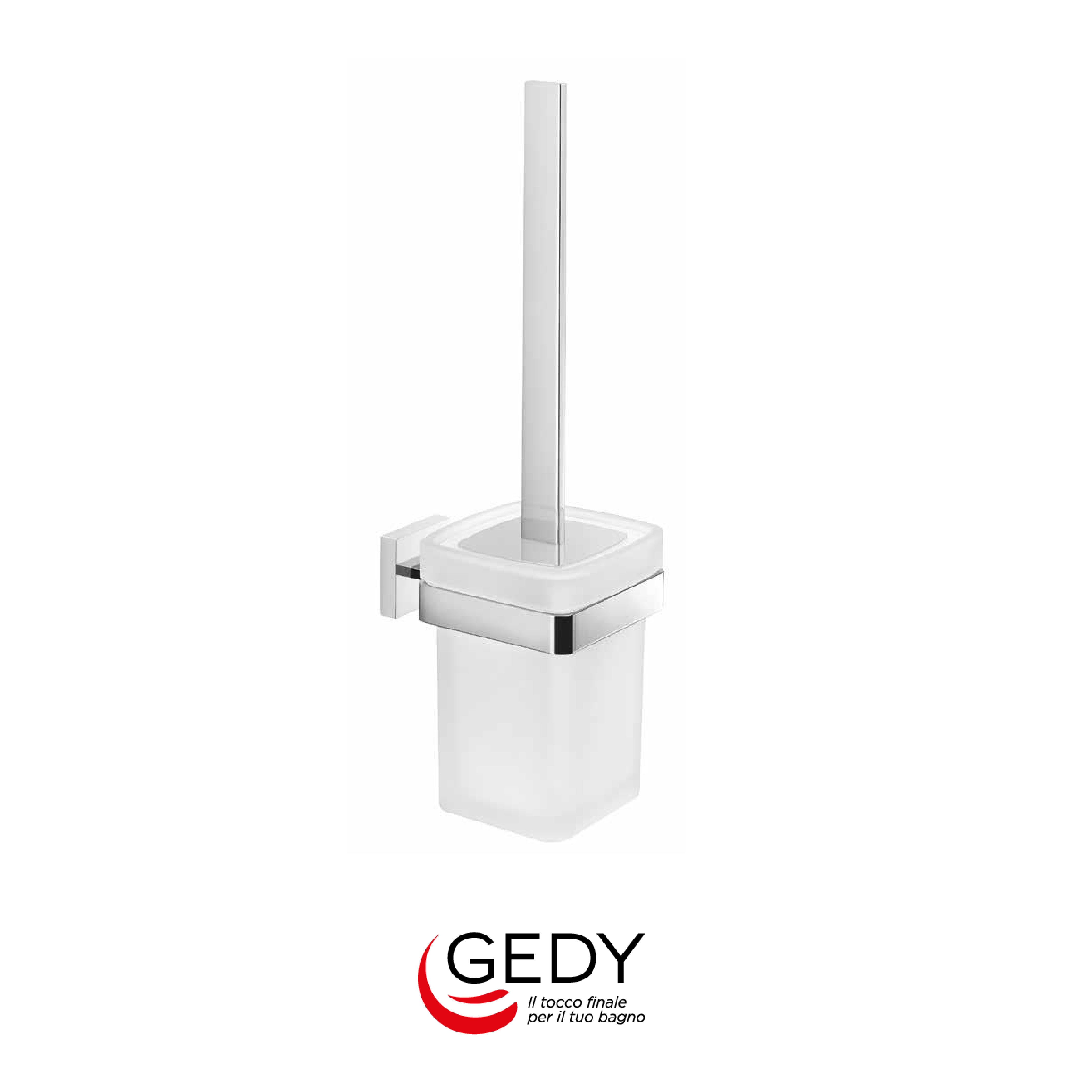 GEDY Elba - Scopino WC da muro con ciuffo in setole - 13 - Cromato