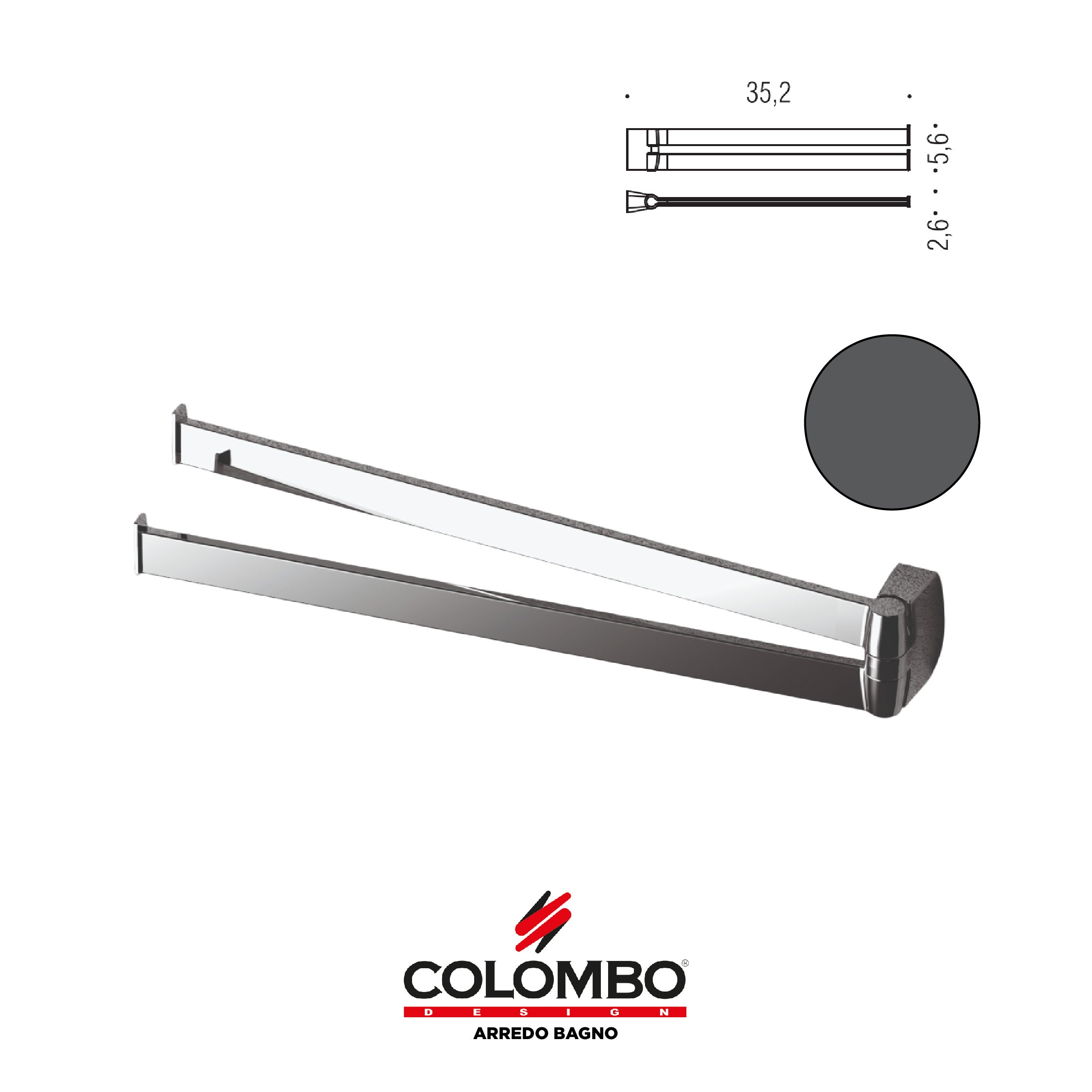 Trenta porta salvietta a doppio snodo - Colombo design arredo bagno - Imhoff Handles