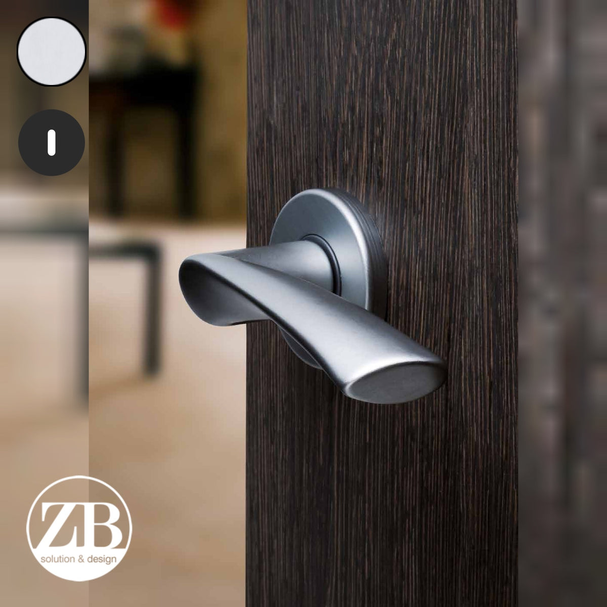 ZB - Maniglie Ala - Maniglia per porta interna - ARG - Argento F1 anodizzato / Tonda / Patent