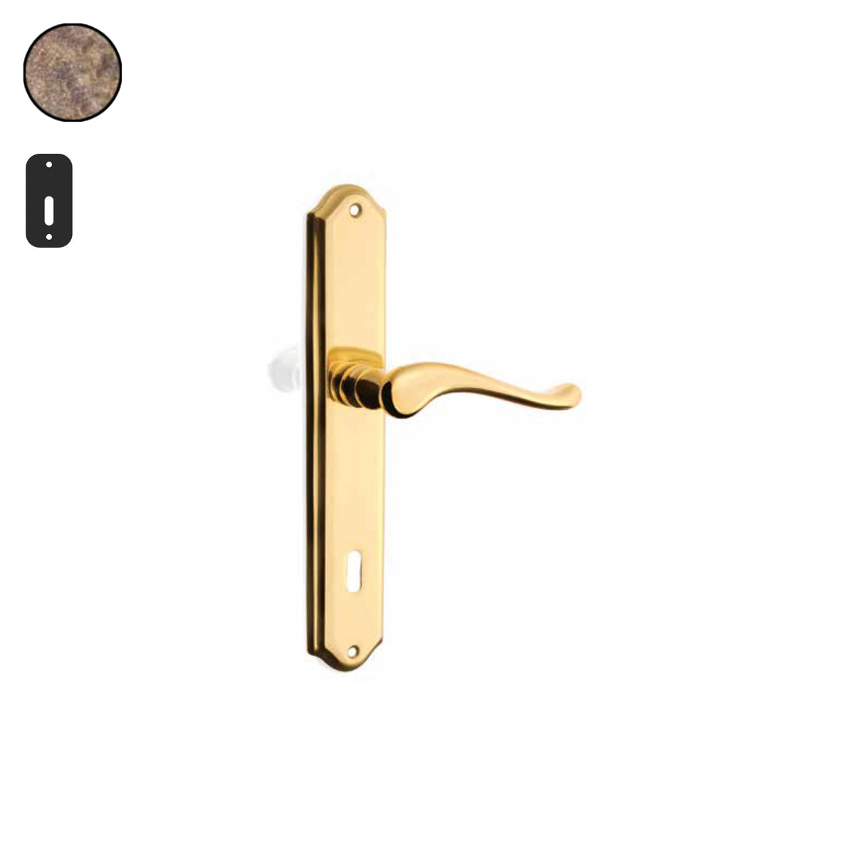 ZB - Maniglie Arco - Maniglia per porta interna - OBA - Ottone bronzato antico / Placca 250x46 mm / Patent 70